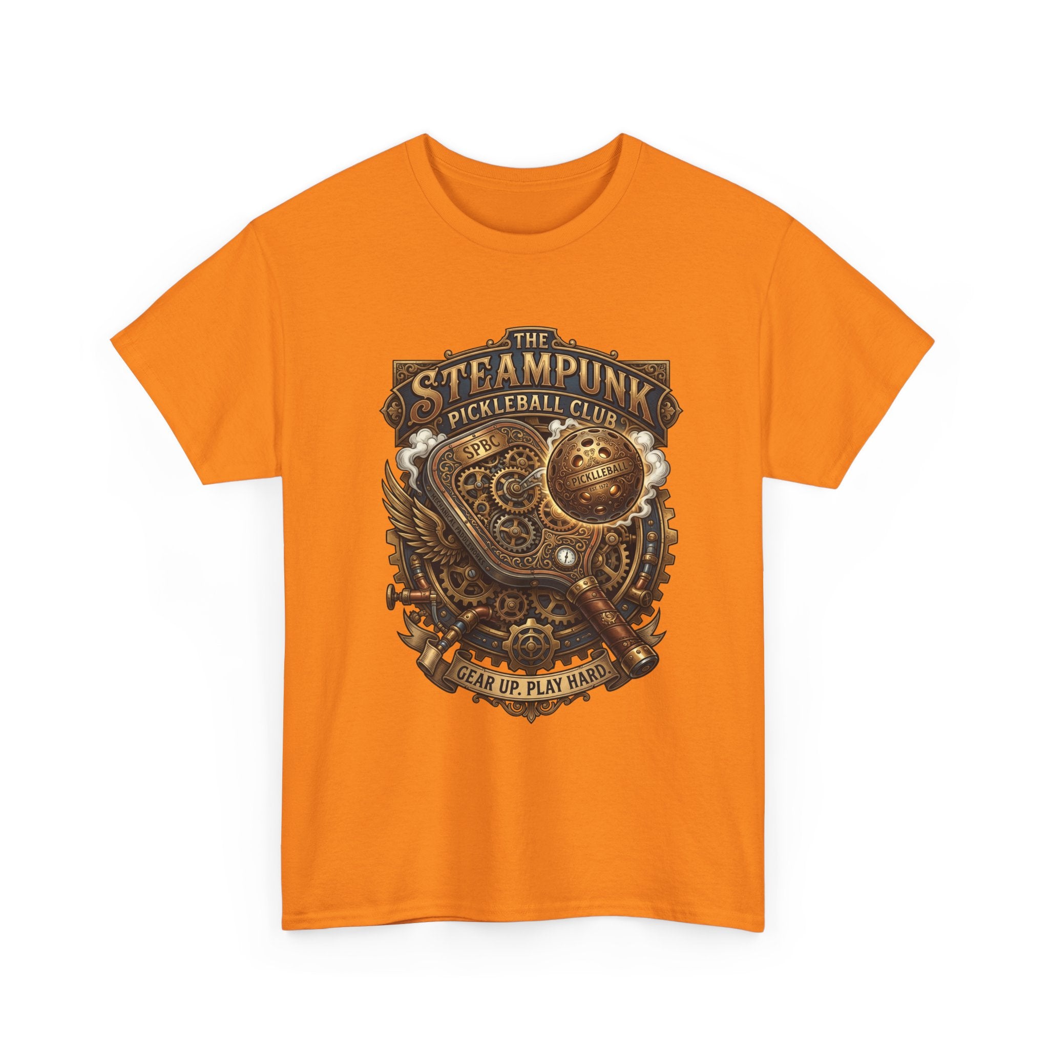 Steampunk Pickleball Club T‑Shirt – Vintage Gear & Gears Graphic Tee