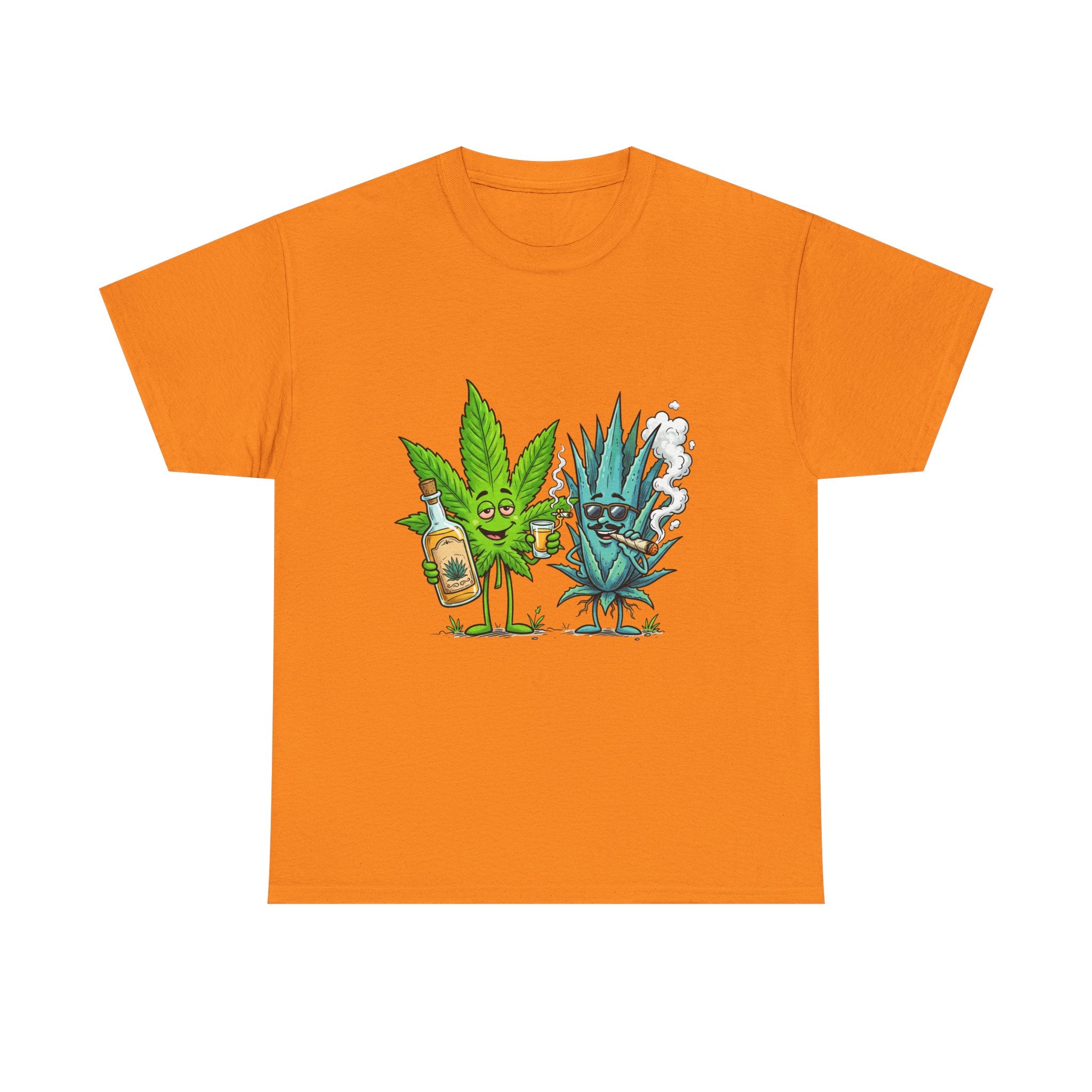 A Tequila & Cannabis Buds Friends T-Shirt — Funny Weed/Agave Leaf & Joint Graphic Tee