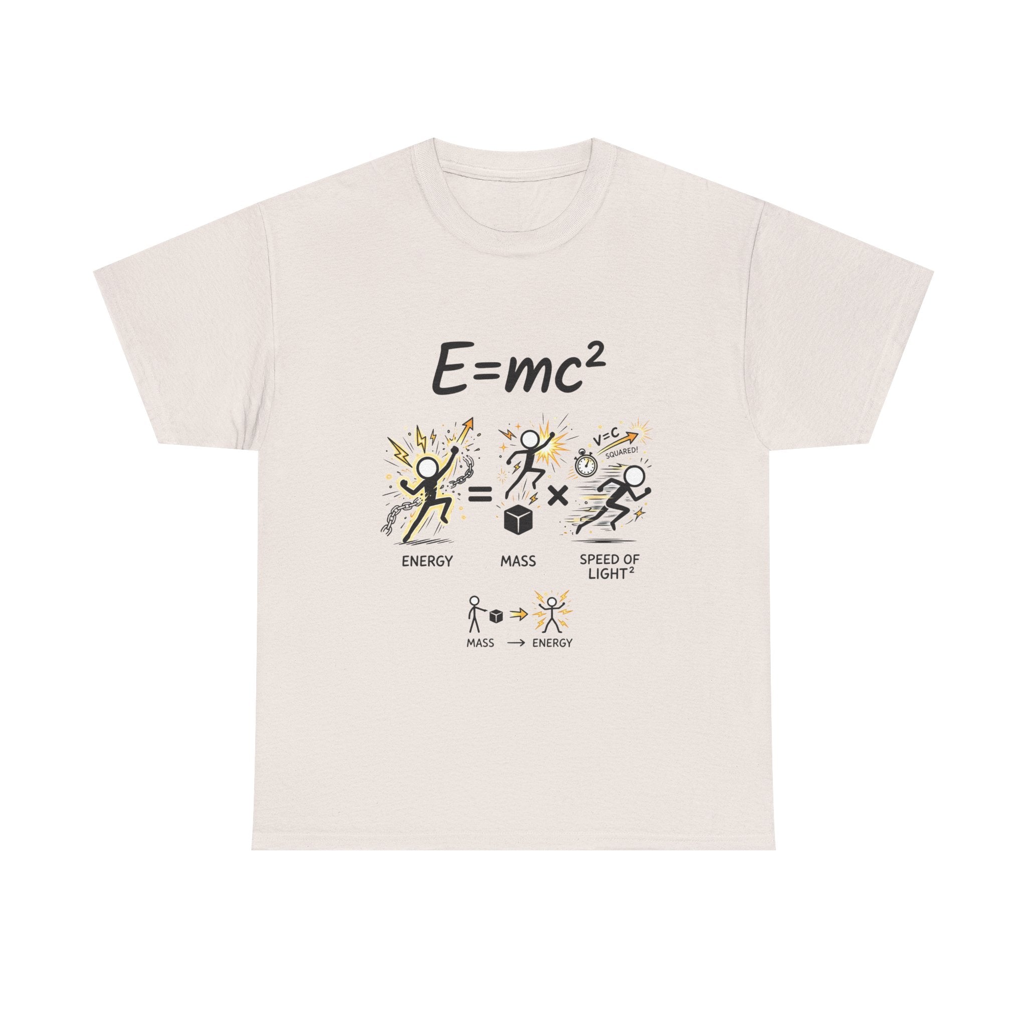 E=mc Illustrated Science T-Shirt — Funny Energy Mass Speed of Light Tee