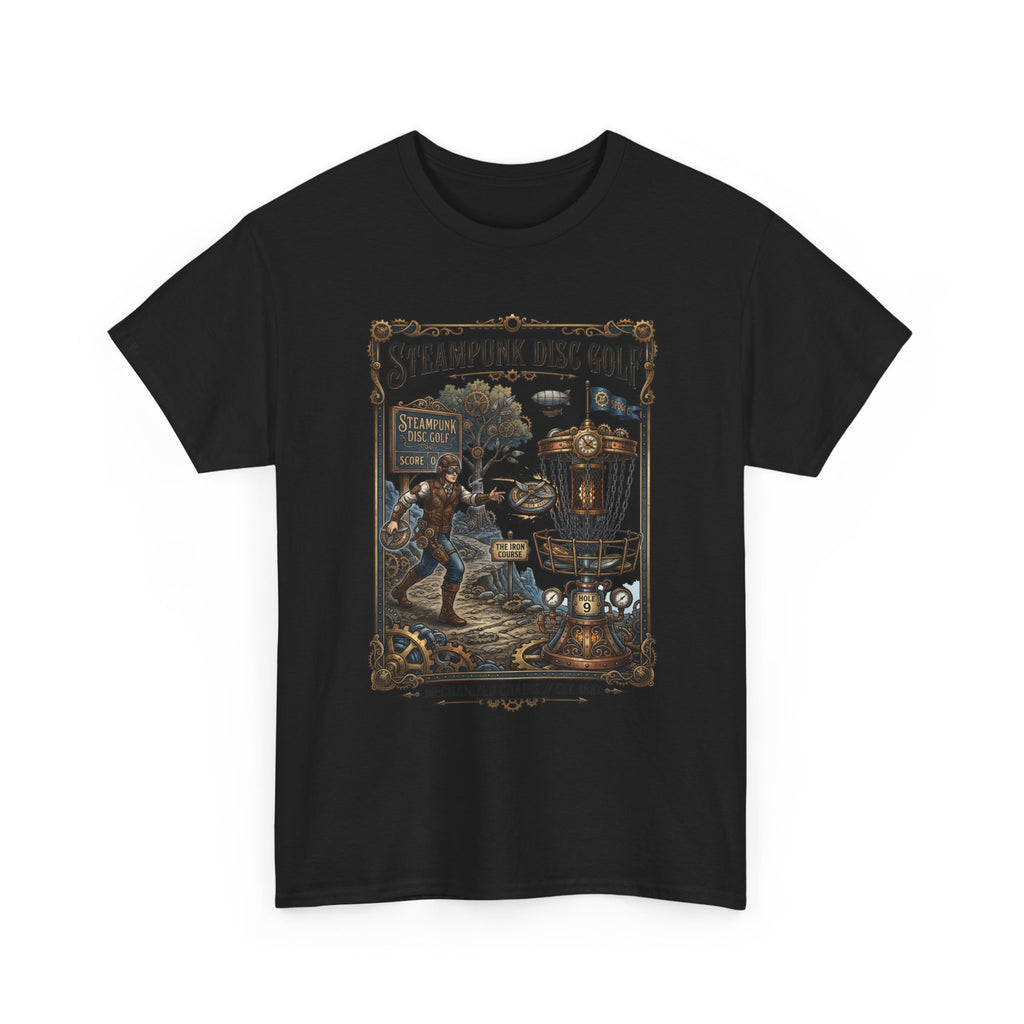 Steampunk Disc Golf T-Shirt — Vintage Victorian Disc Golf Poster Tee