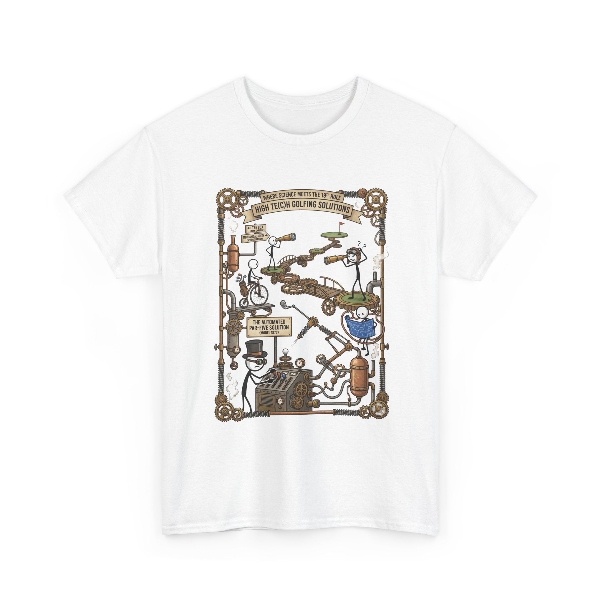 Steampunk Golf — ‘How To Make Par’ Vintage Contraption T-Shirt