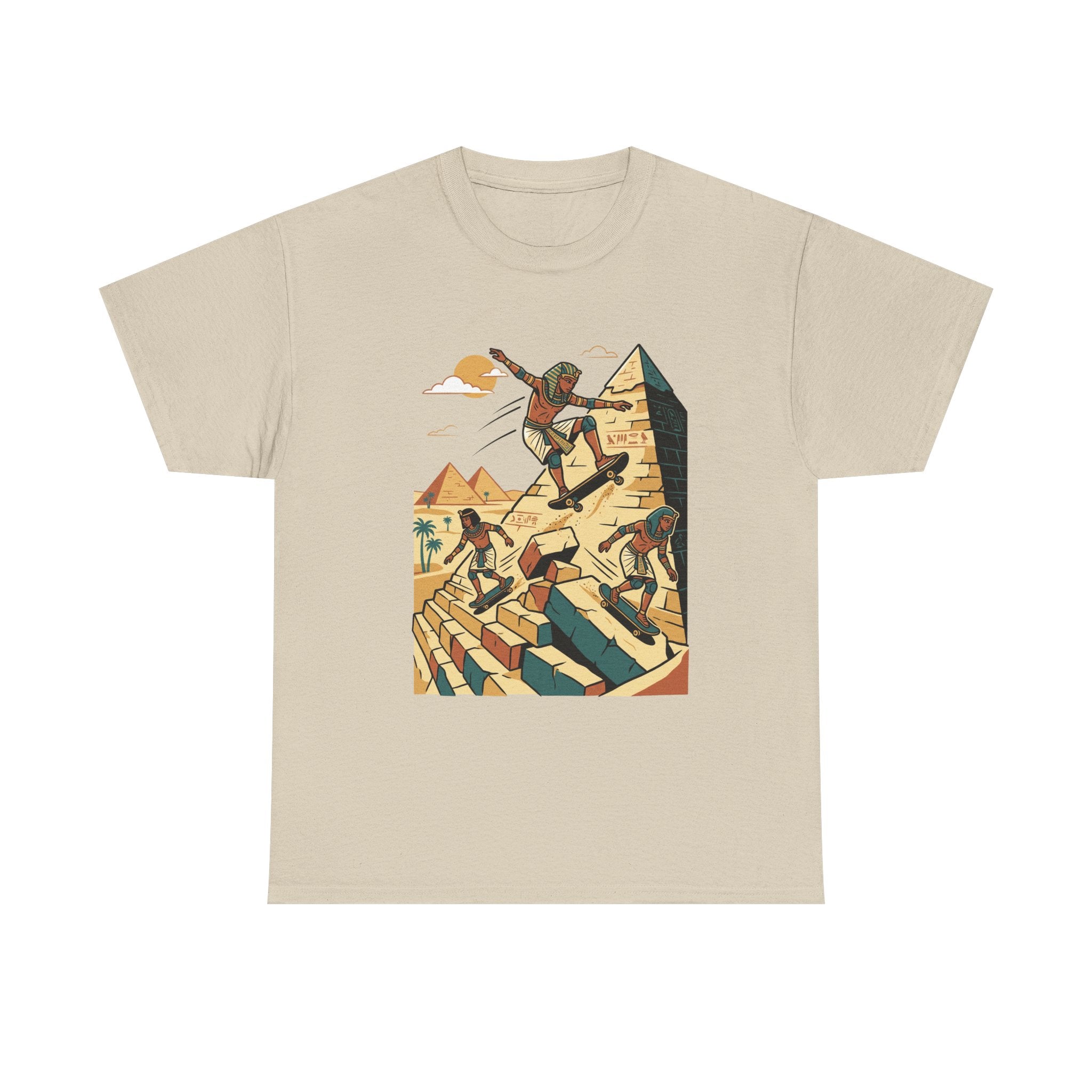 Egyptian Pyramid Skateboard T‑Shirt — Retro Skateboarding Pharaohs Graphic Tee