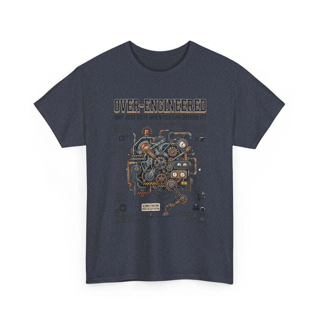 Over-Engineered Tee – Funny Engineer T-Shirt with Mechanical Brain Diagram