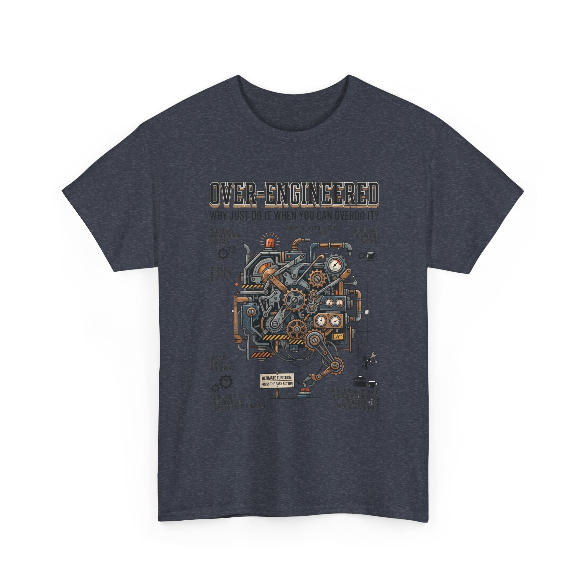 Over-Engineered Tee – Funny Engineer T-Shirt with Mechanical Brain Diagram