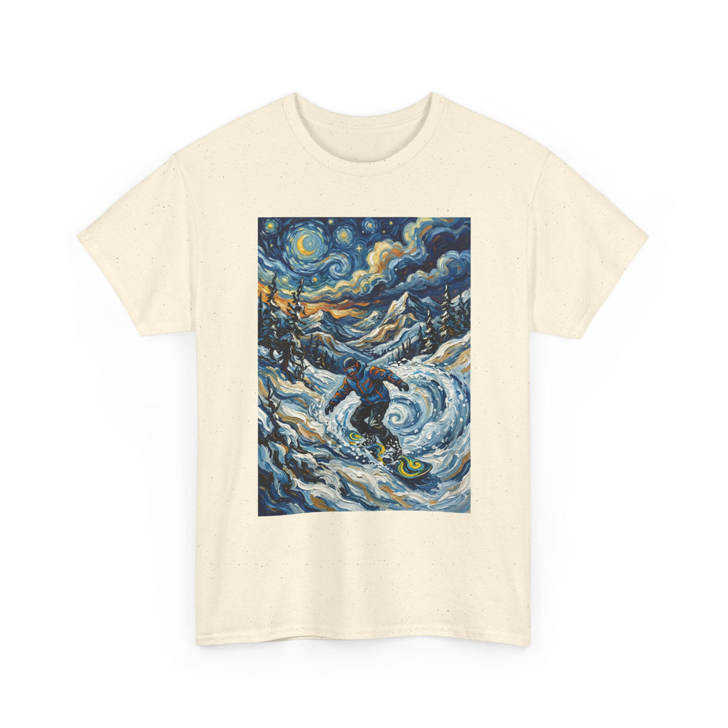 Snowboarder Van Gogh Style Tee — Starry Night Snowboarding Graphic Shirt