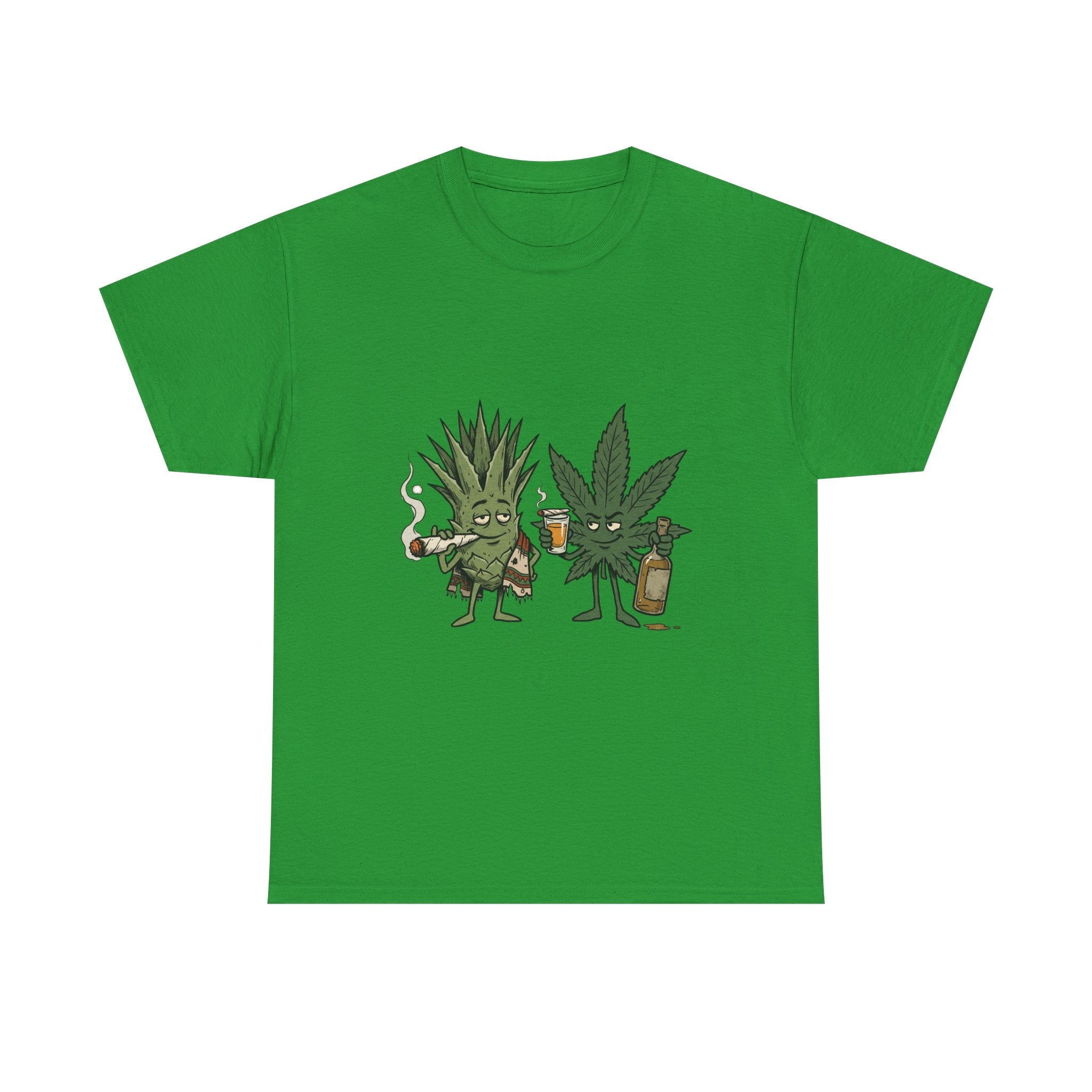 Marijuana Leaf and Agave Friends T-Shirt – Funny Cannabis Leaf & Tequila Smoking Tee