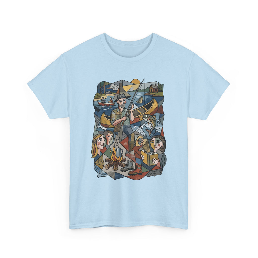 T-Shirt — Nautical Folk Art Crew: Illustrated Sailing, Fishing & Harbor Scene