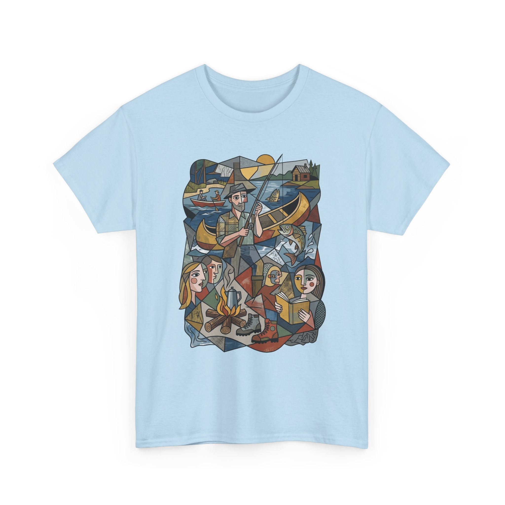 T-Shirt — Nautical Folk Art Crew: Illustrated Sailing, Fishing & Harbor Scene
