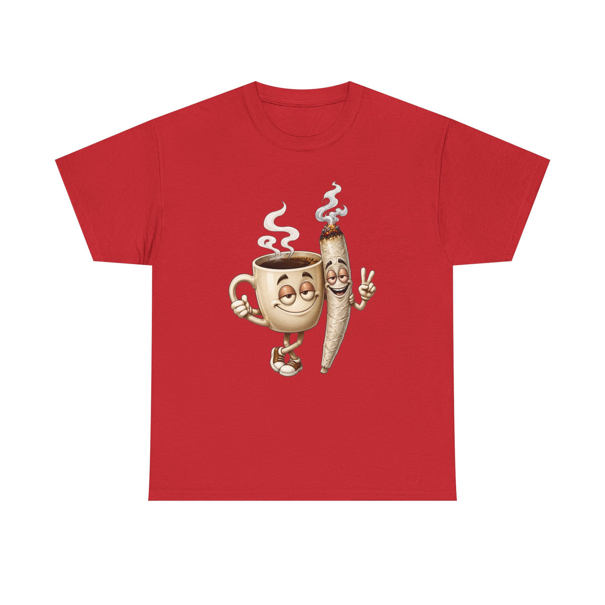 1 Coffee & Joint Funny Tee — Cute Smiling Coffee Cup and Joint Graphic Shirt