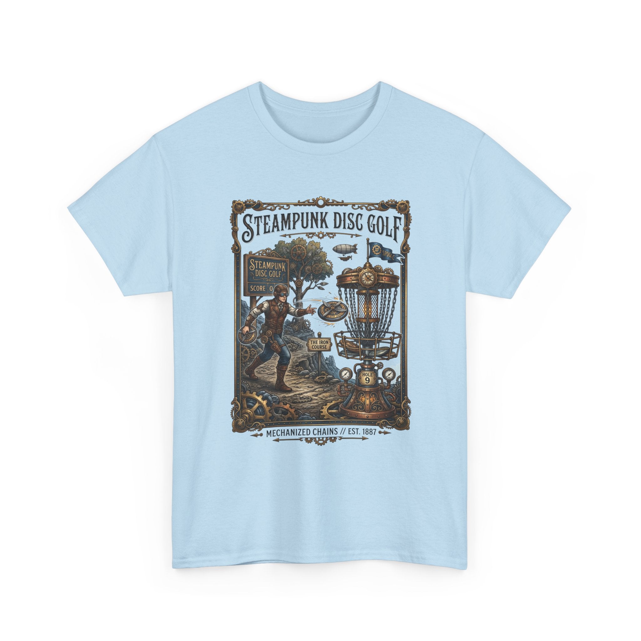 Steampunk Disc Golf T-Shirt — Vintage Victorian Disc Golf Poster Tee
