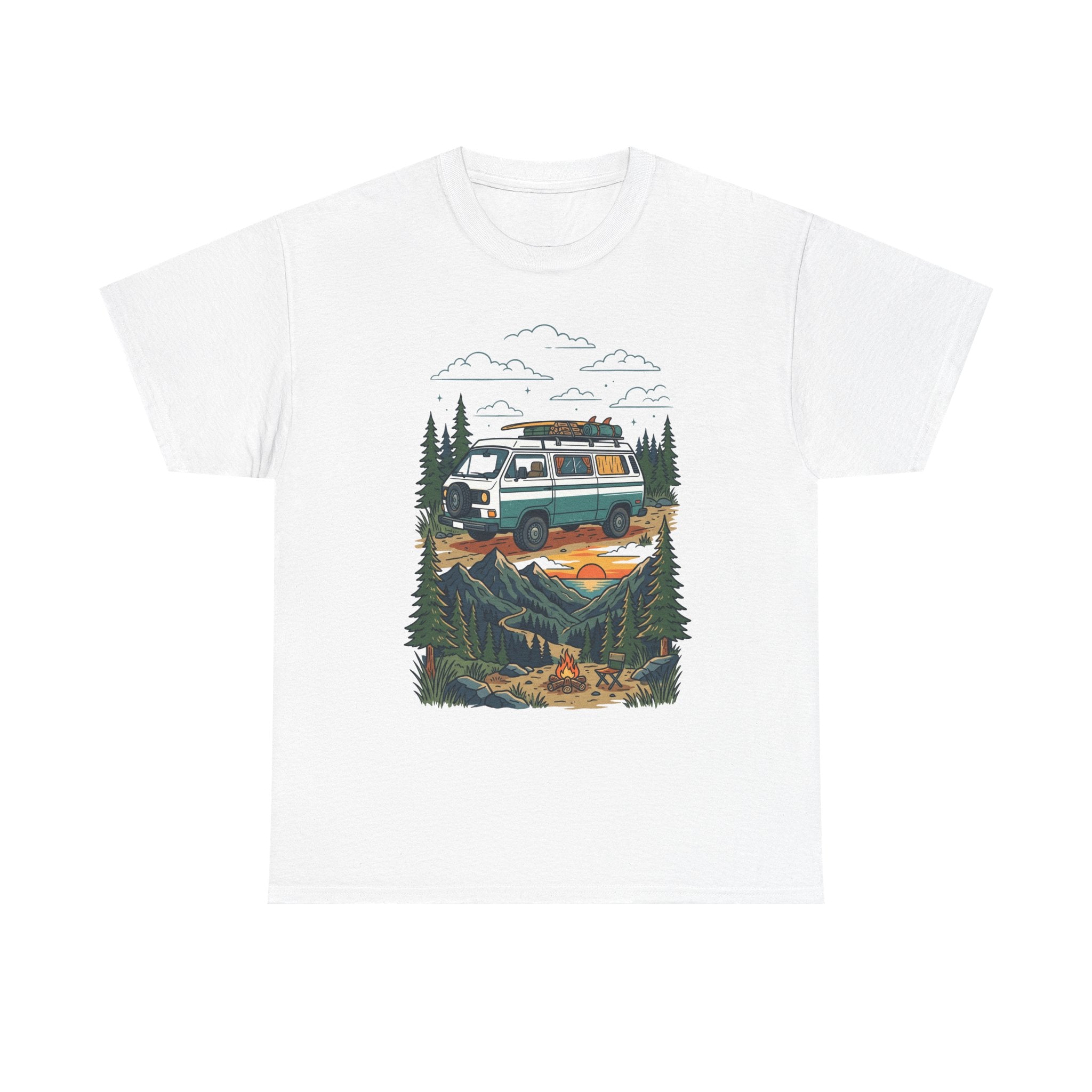 Camper Van Adventure Tee — Retro Van Camping Graphic T-Shirt