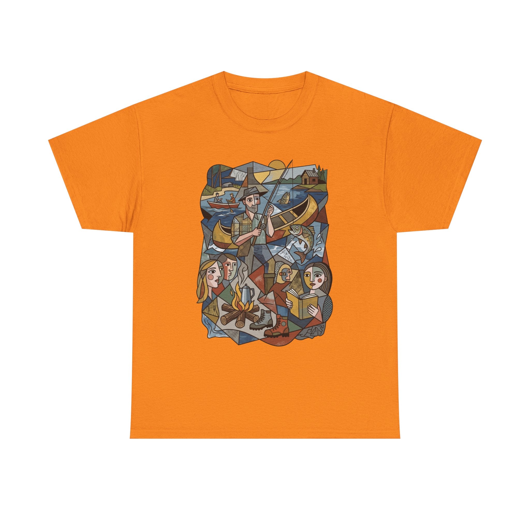T-Shirt — Nautical Folk Art Crew: Illustrated Sailing, Fishing & Harbor Scene