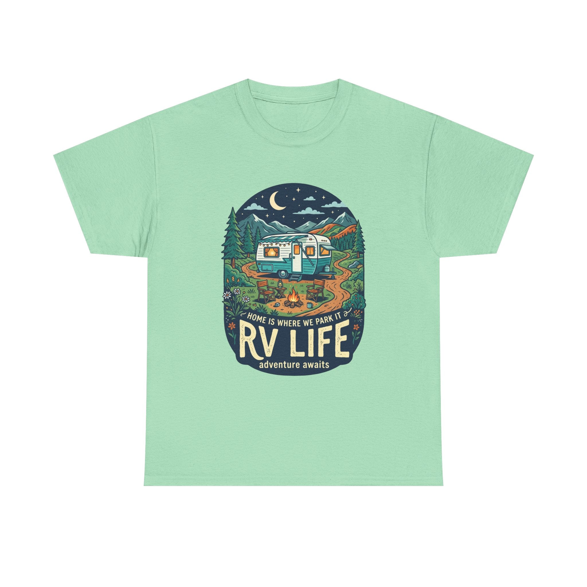 RV Life T-Shirt — Retro Camper Graphic Tee (“Home Is Where We Park It”)