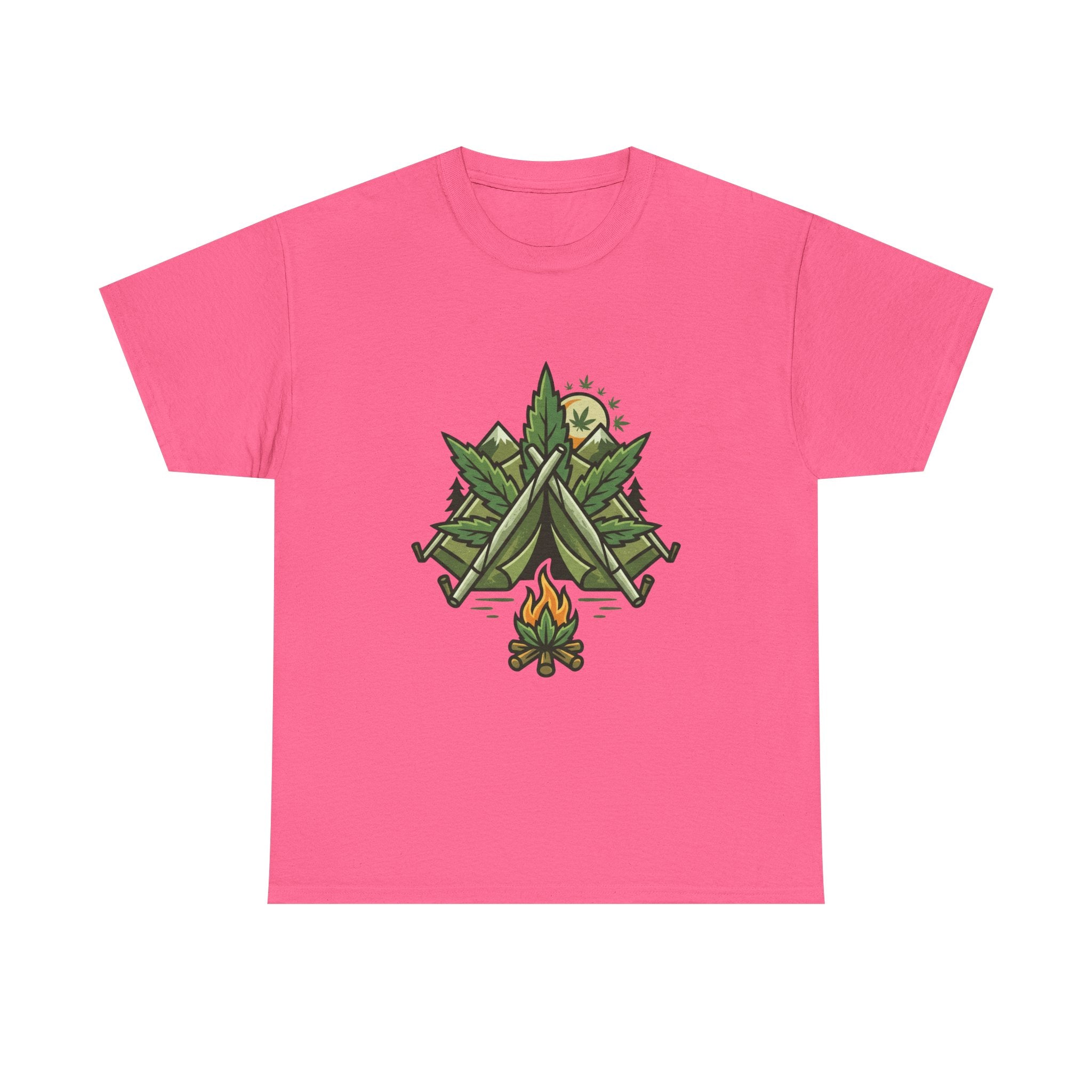 Camping Tent & Campfire T-Shirt — Outdoor Adventure Nature Tee