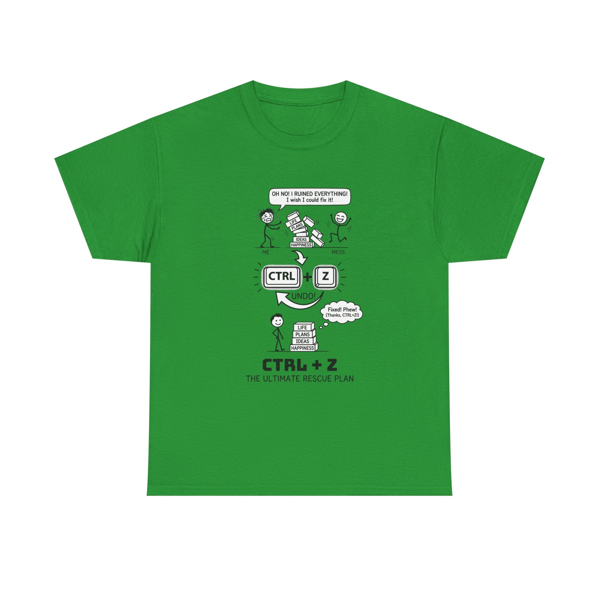 CTRL + Z T-Shirt — Funny Programmer Comic Tee ("The Ultimate Rescue Plan")