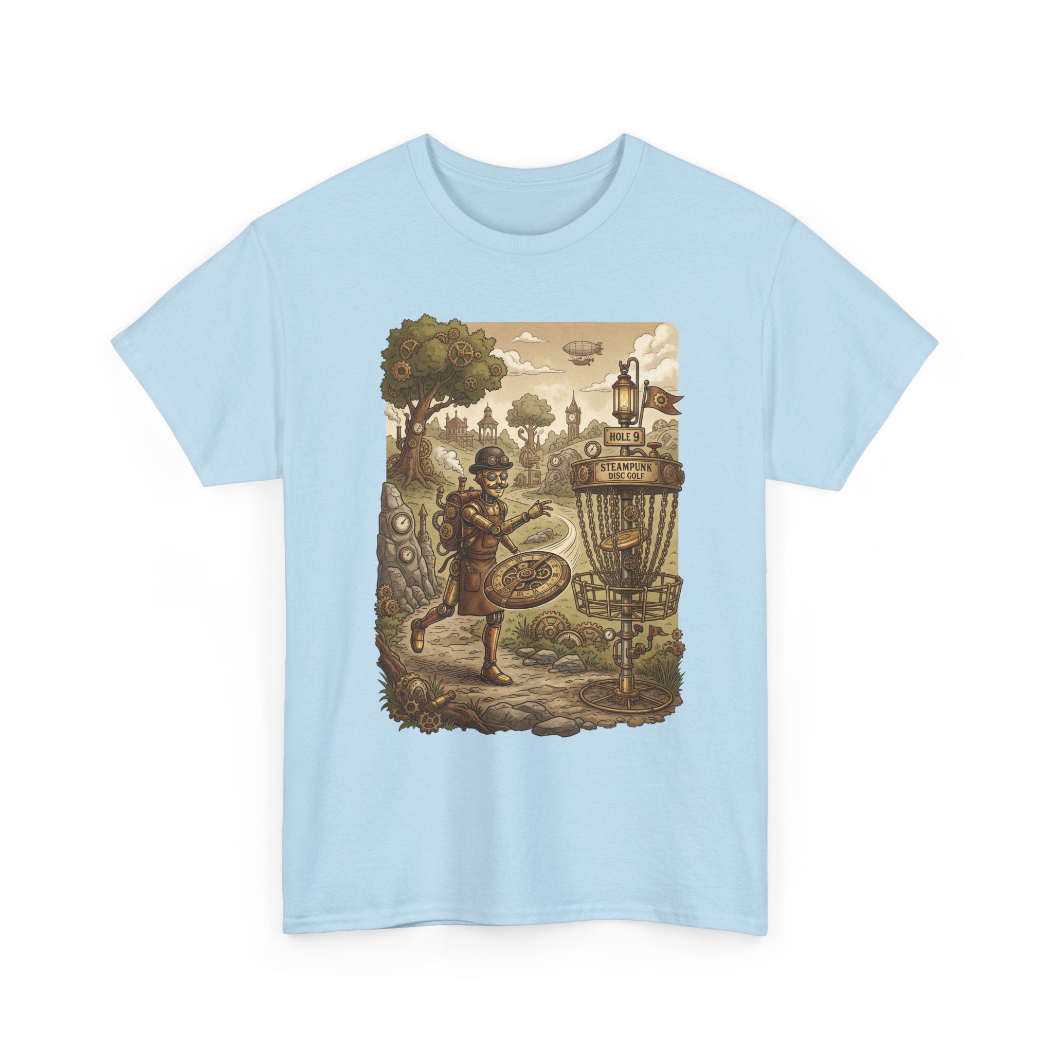 Steampunk Disc Golf Adventure Tee — Vintage Woodland Basket Design