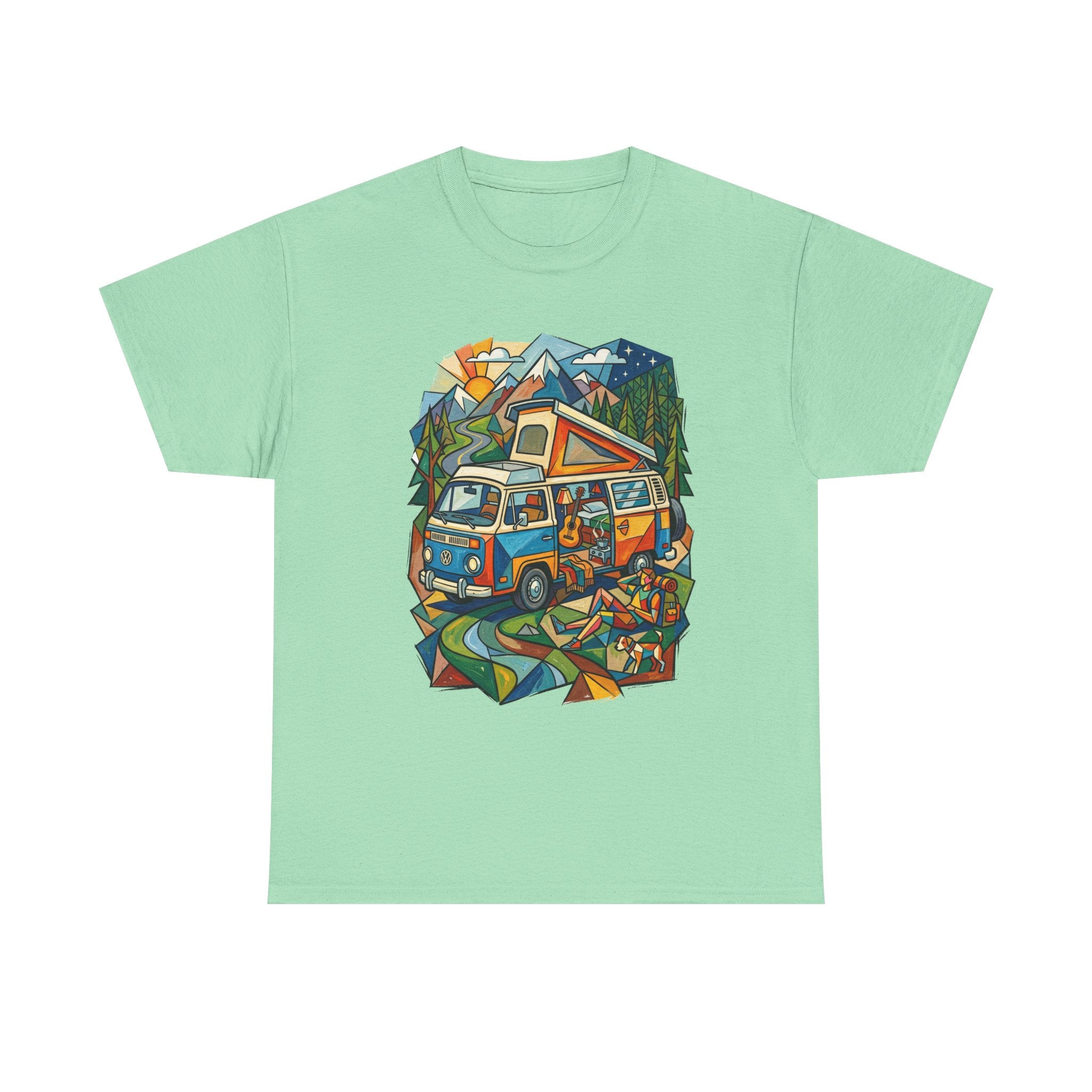 Van Life Camper Van T-Shirt – Retro Mountain Adventure Tee