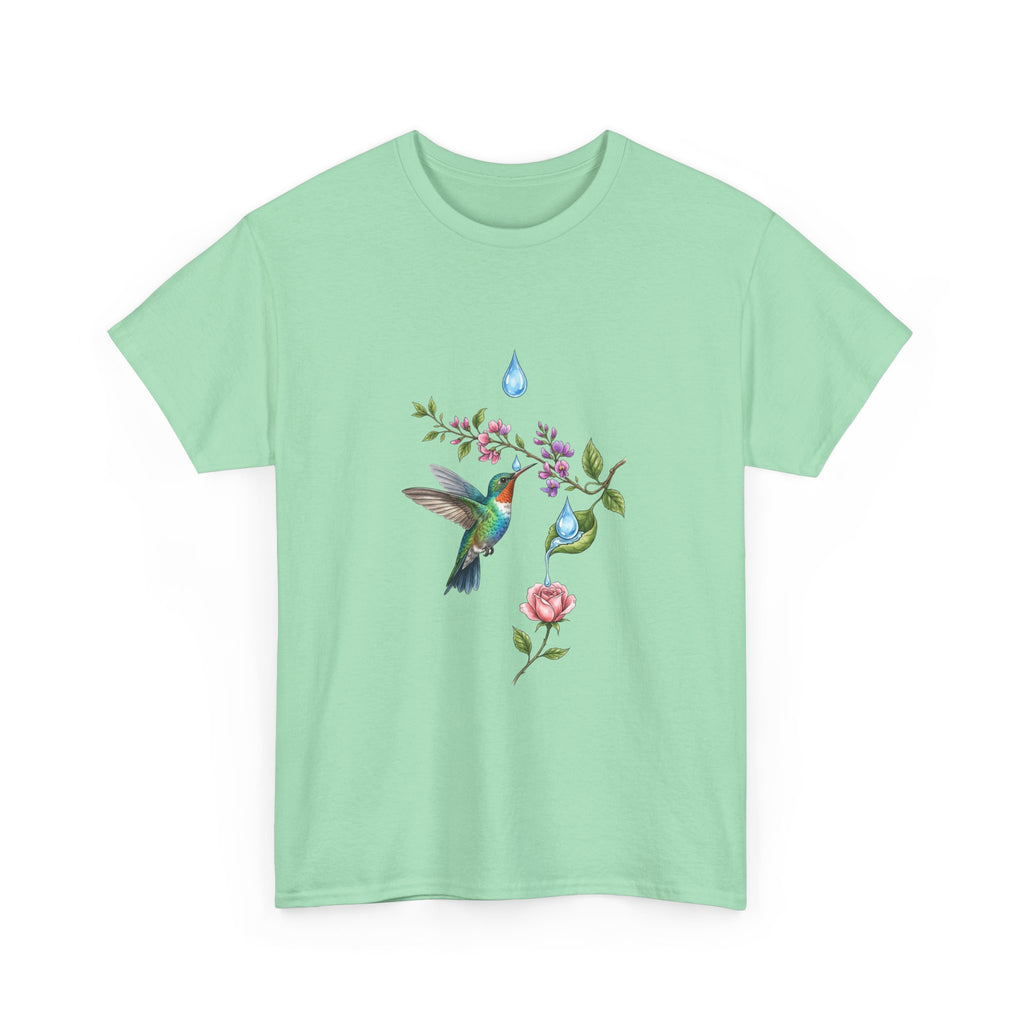 Hummingbird & Floral Tee — Watercolor Garden Shirt
