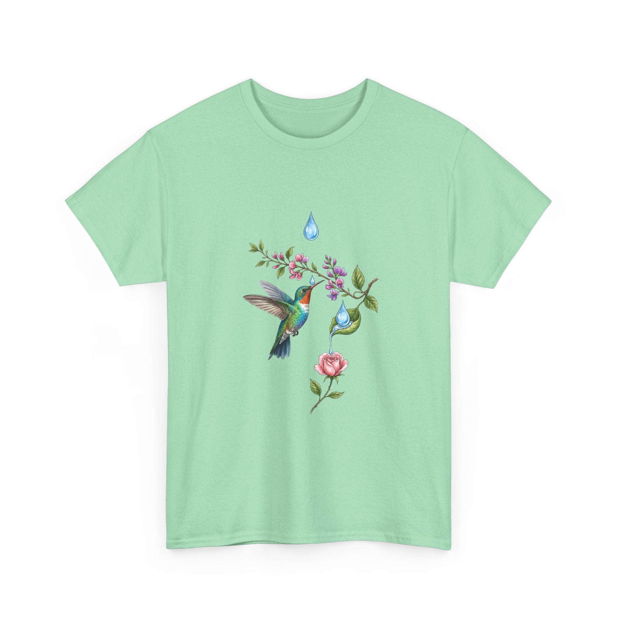 Hummingbird & Floral Tee — Watercolor Garden Shirt
