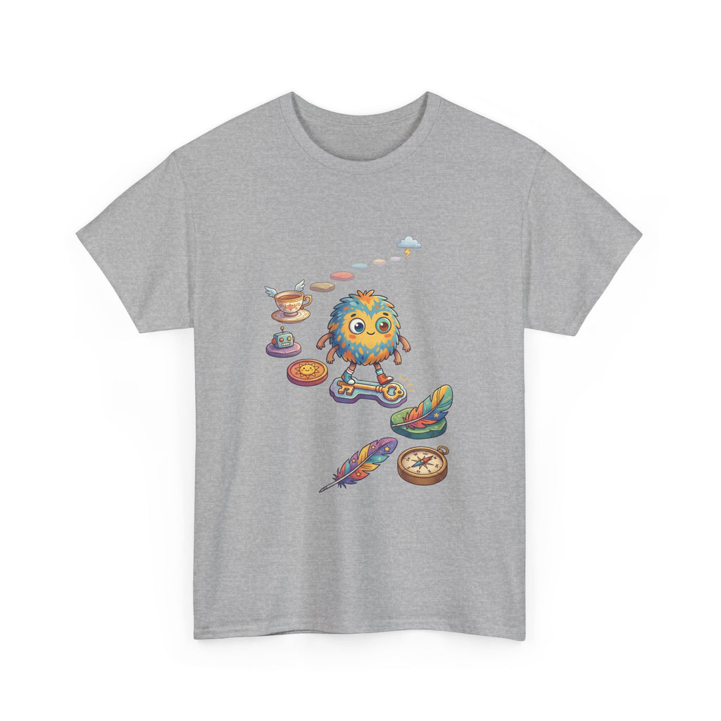T-Shirt — Whimsical Cosmic Creature with Ritual Objects Graphic Tee