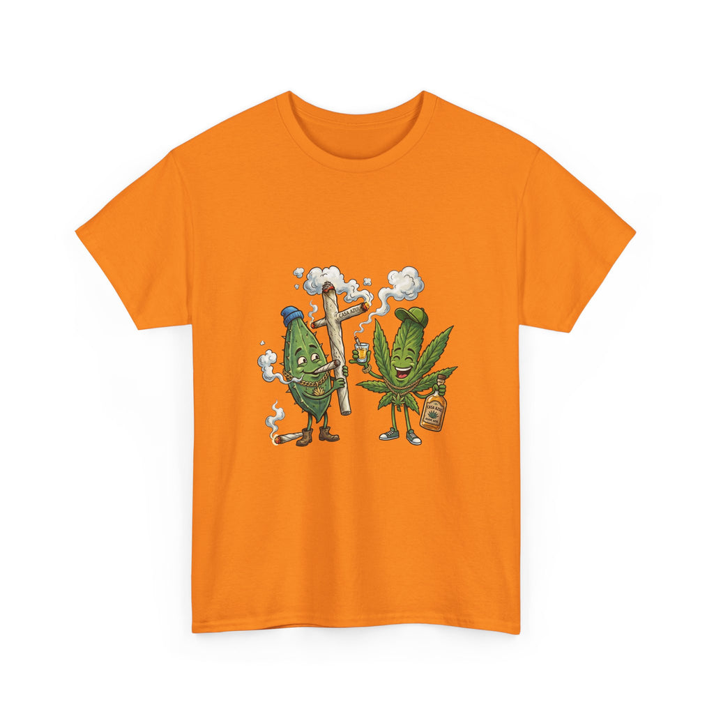 1 Tequila & Cannabis Buds Cartoon Tee — Funny Smoking Weed Plant Graphic T-Shirt