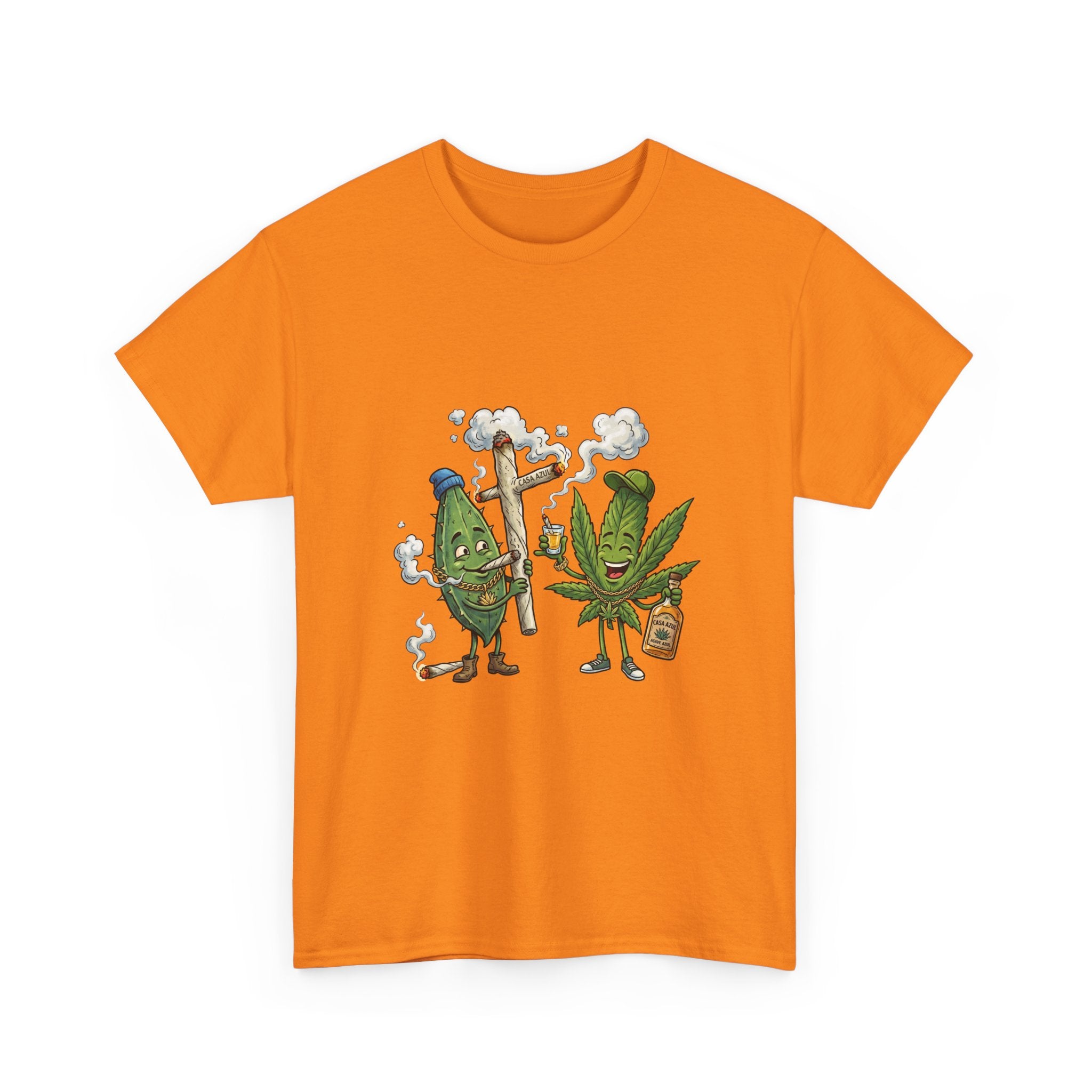 1 Tequila & Cannabis Buds Cartoon Tee — Funny Smoking Weed Plant Graphic T-Shirt