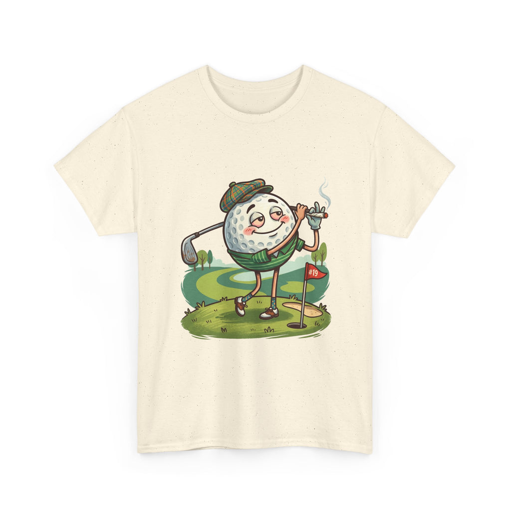 Golf Ball Character Weed T‑Shirt — Funny Retro Golfer Cartoon Tee