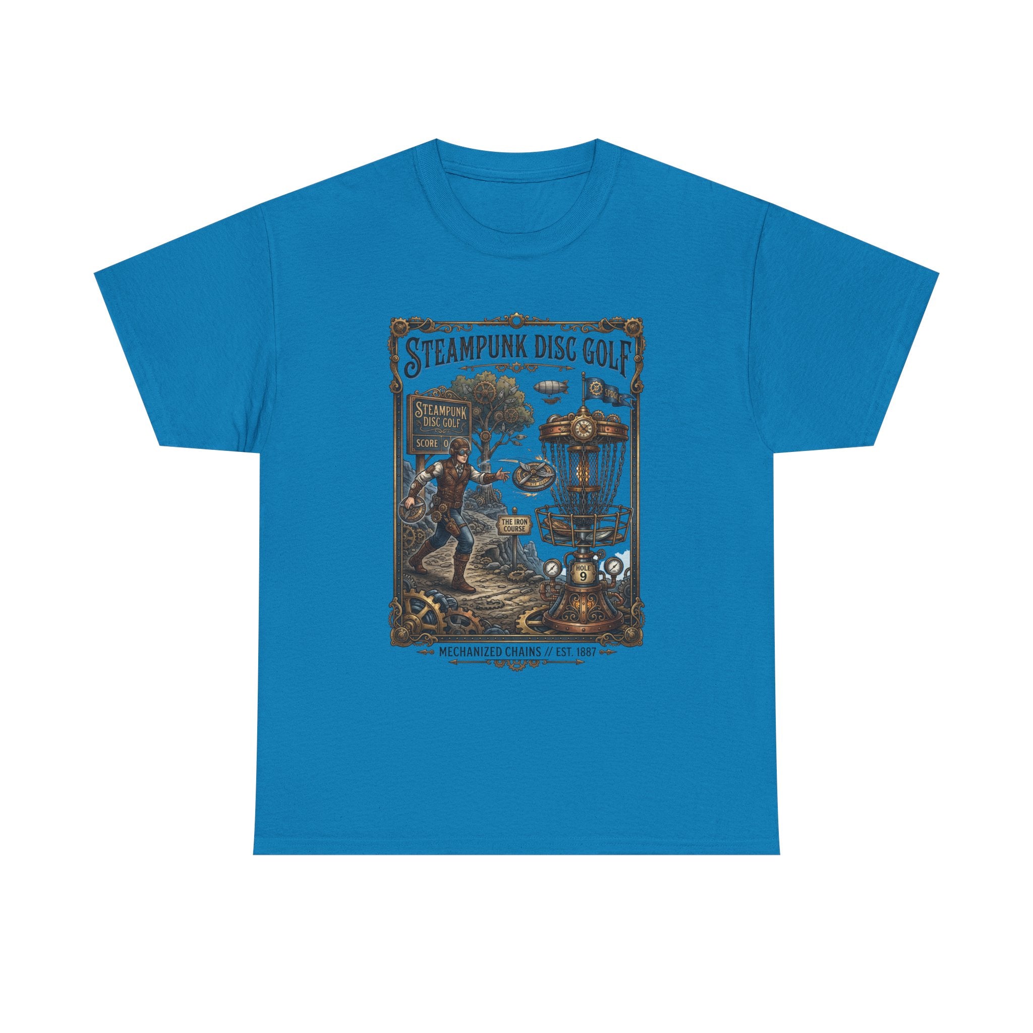 Steampunk Disc Golf T-Shirt — Vintage Victorian Disc Golf Poster Tee