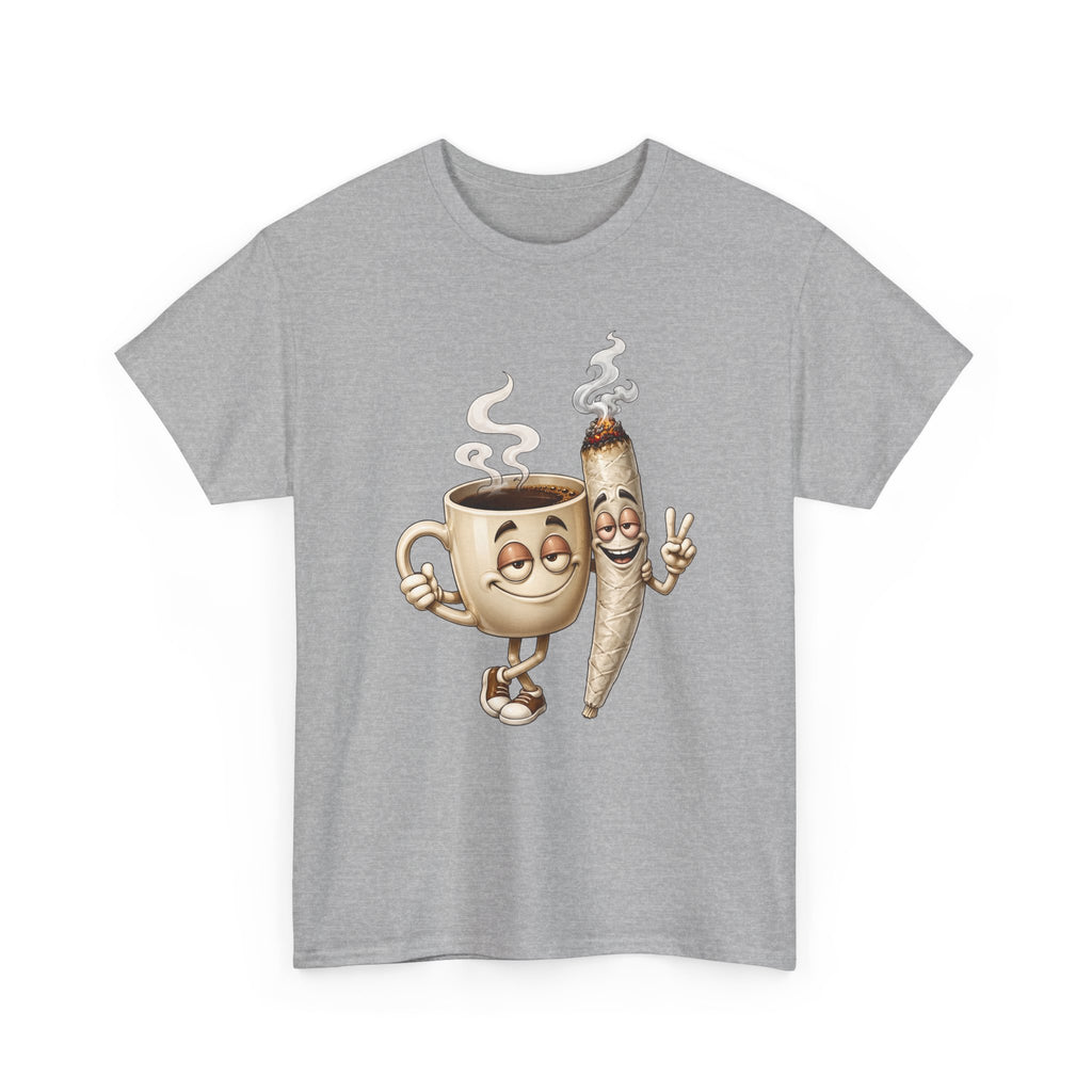 1 Coffee & Joint Funny Tee — Cute Smiling Coffee Cup and Joint Graphic Shirt