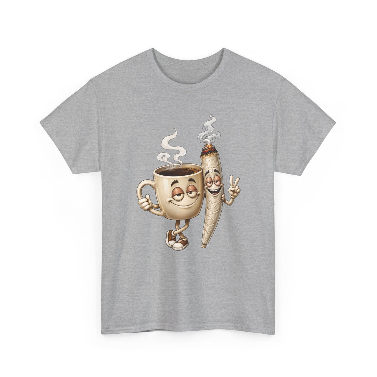 1 Coffee & Joint Funny Tee — Cute Smiling Coffee Cup and Joint Graphic Shirt