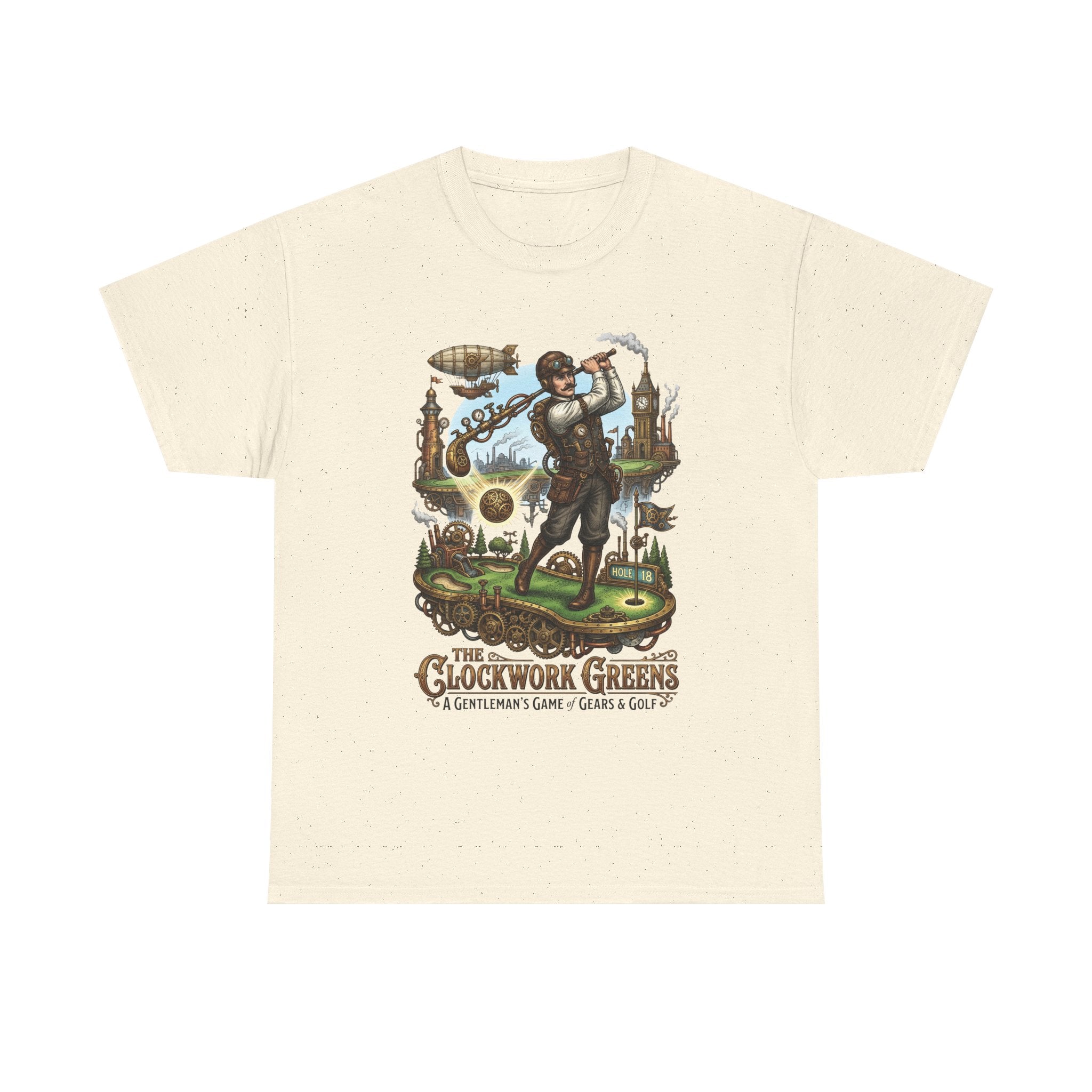 Golf Steampunk T-Shirt — "The Clockwork Greens" Vintage Golfing Design