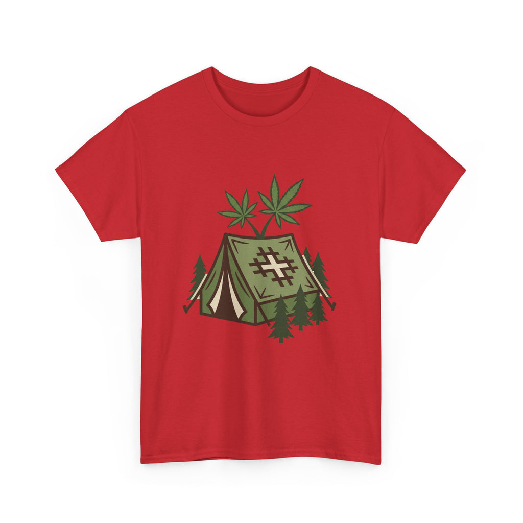 Camping Tent Cannabis T-Shirt – Weed Outdoor Adventure Graphic Tee