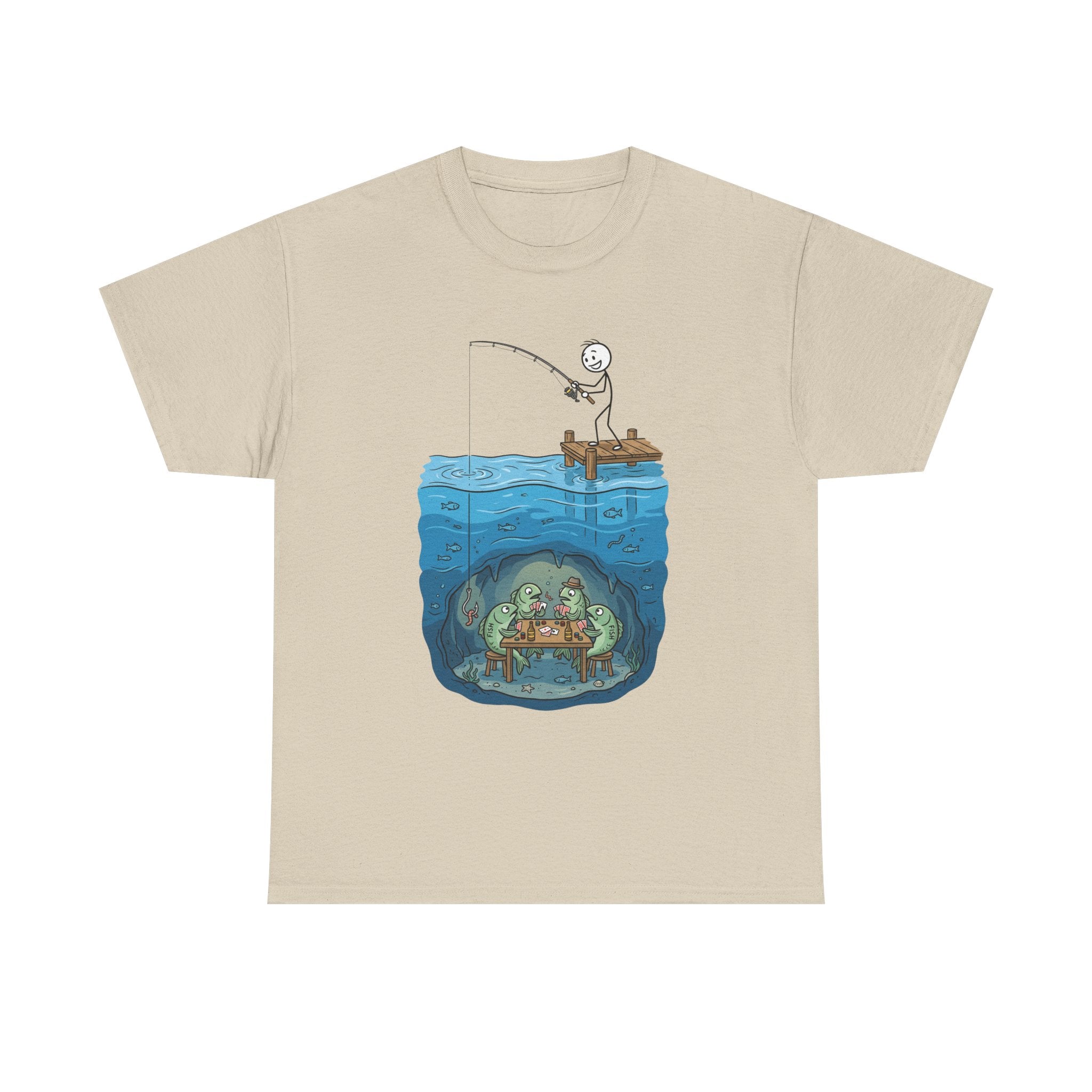 Fishing Tee — Underwater Surprise Cartoon T-Shirt (Fisherman & Sea Creatures)