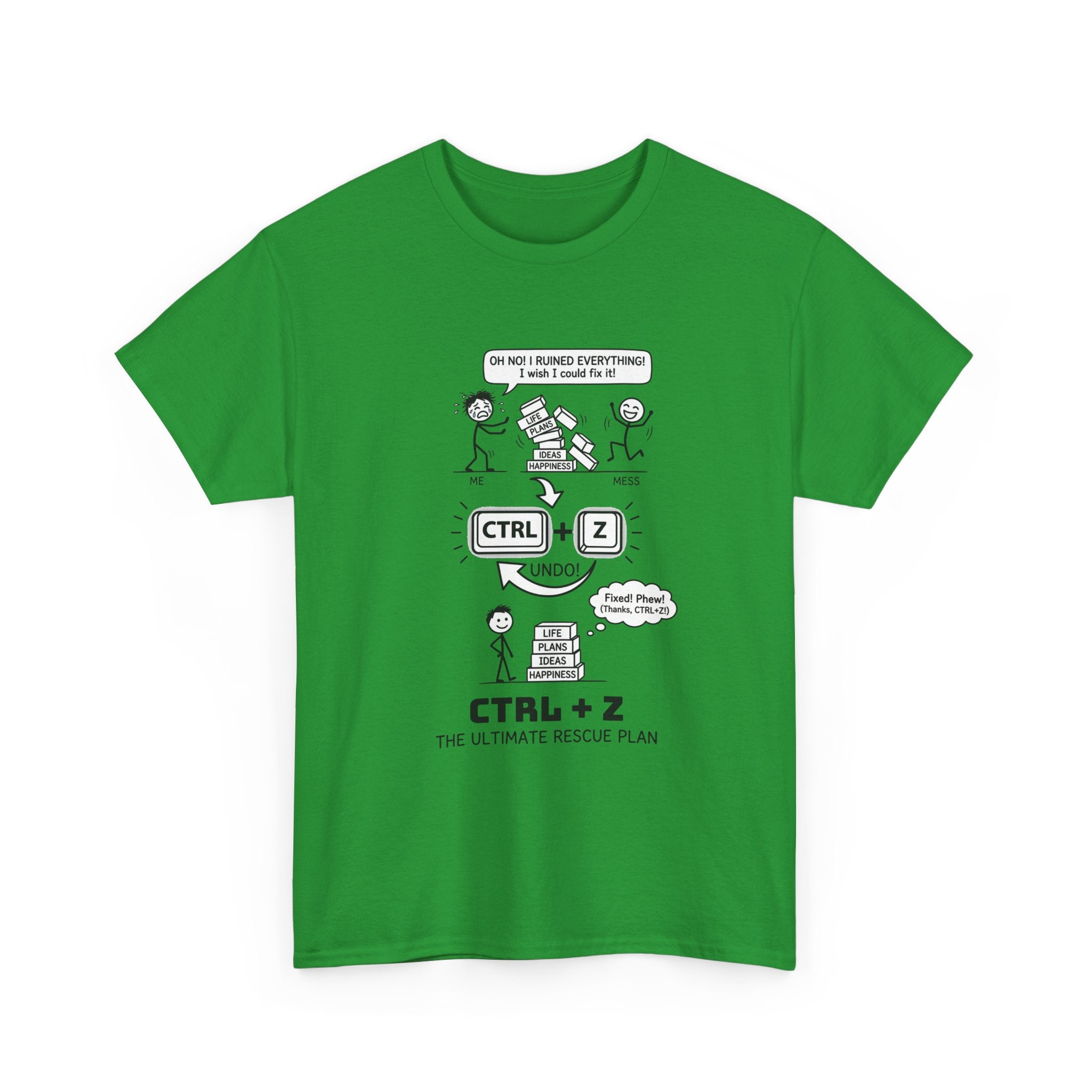 CTRL + Z T-Shirt — Funny Programmer Comic Tee ("The Ultimate Rescue Plan")