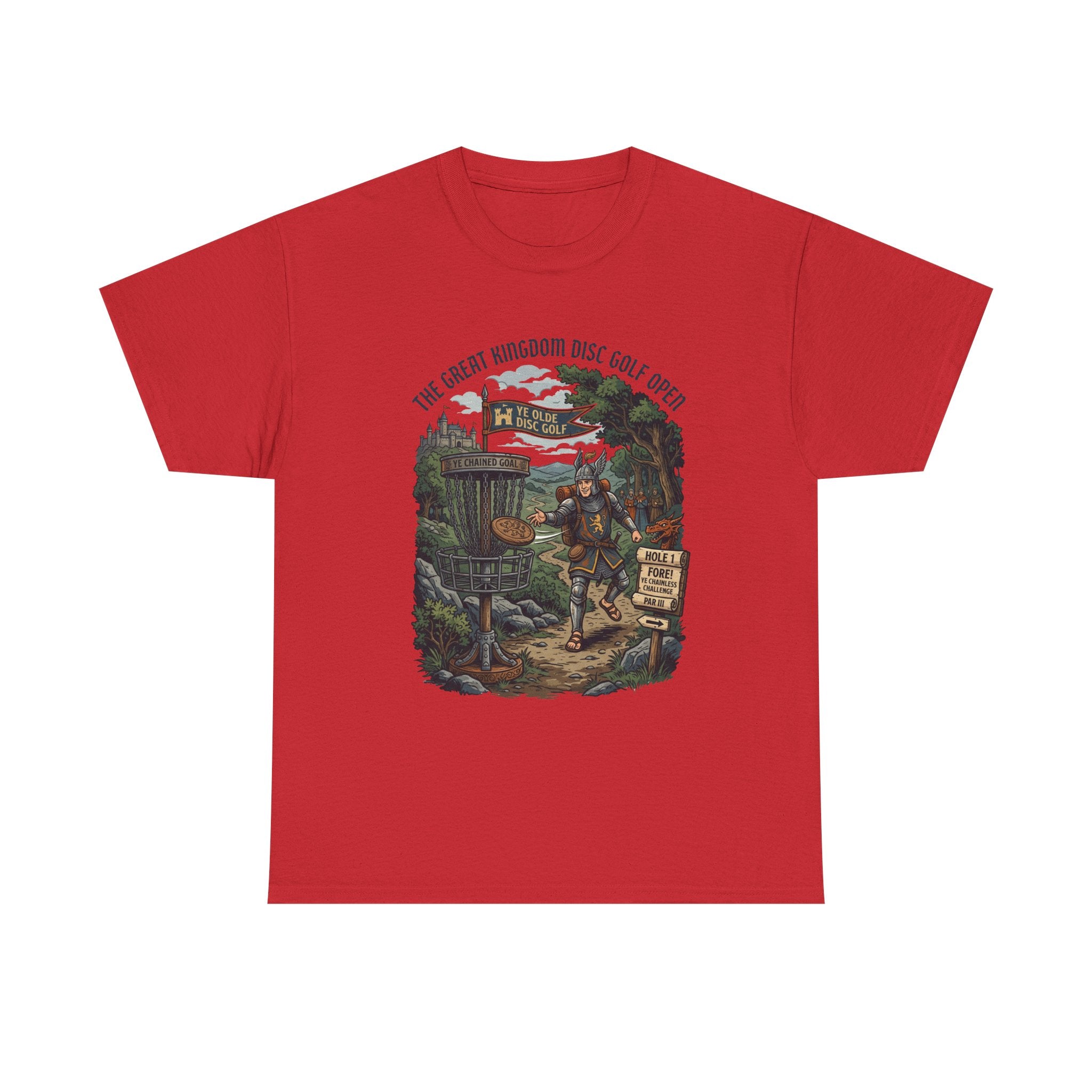 Medieval Disc Golf Adventure Tee — "The Great Kingdom Disc Golf Open" Graphic Shirt