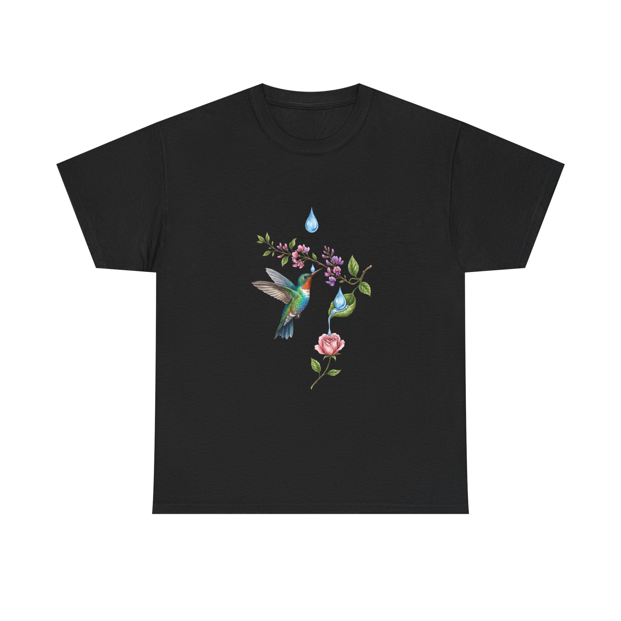 Hummingbird & Floral Tee — Watercolor Garden Shirt