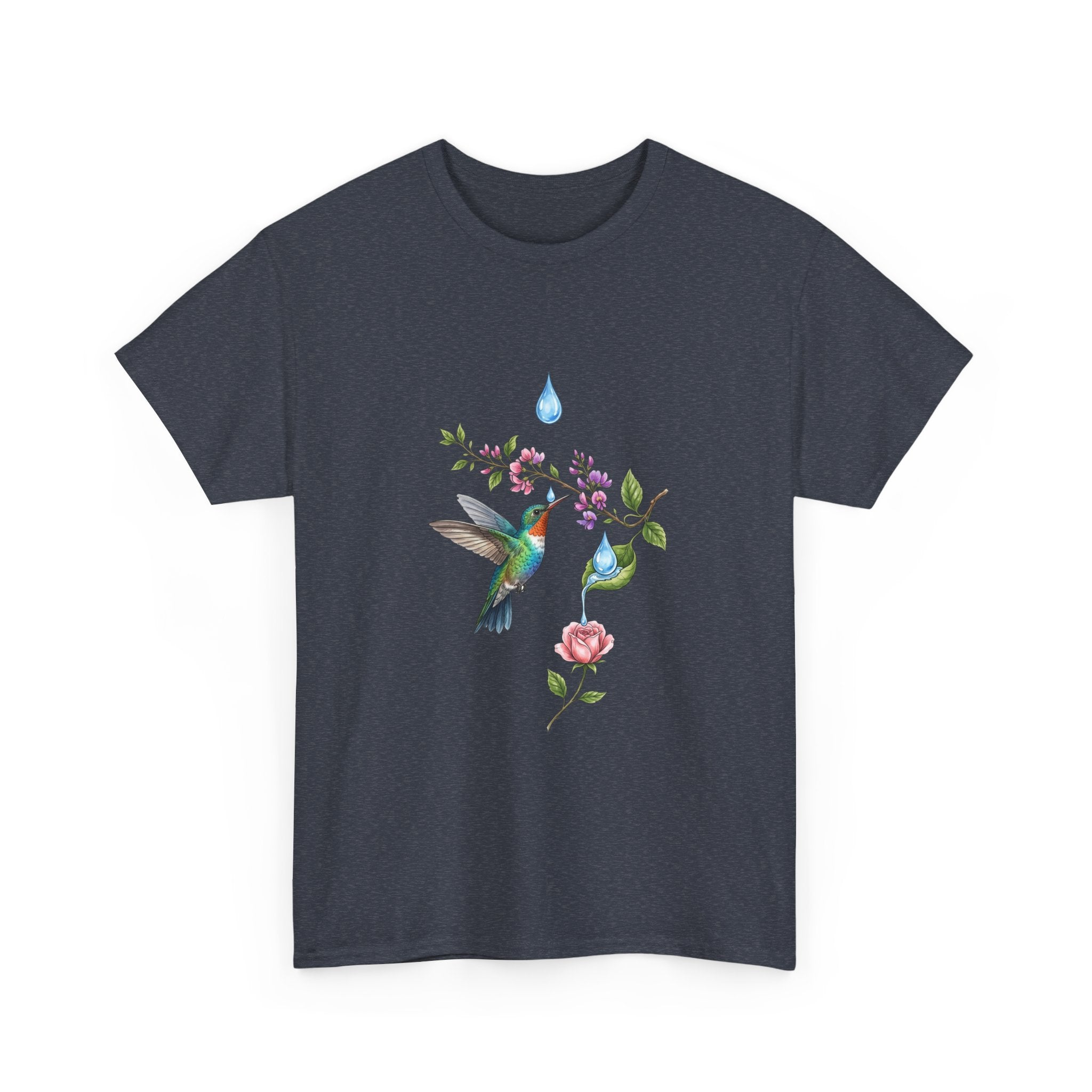 Hummingbird & Floral Tee — Watercolor Garden Shirt