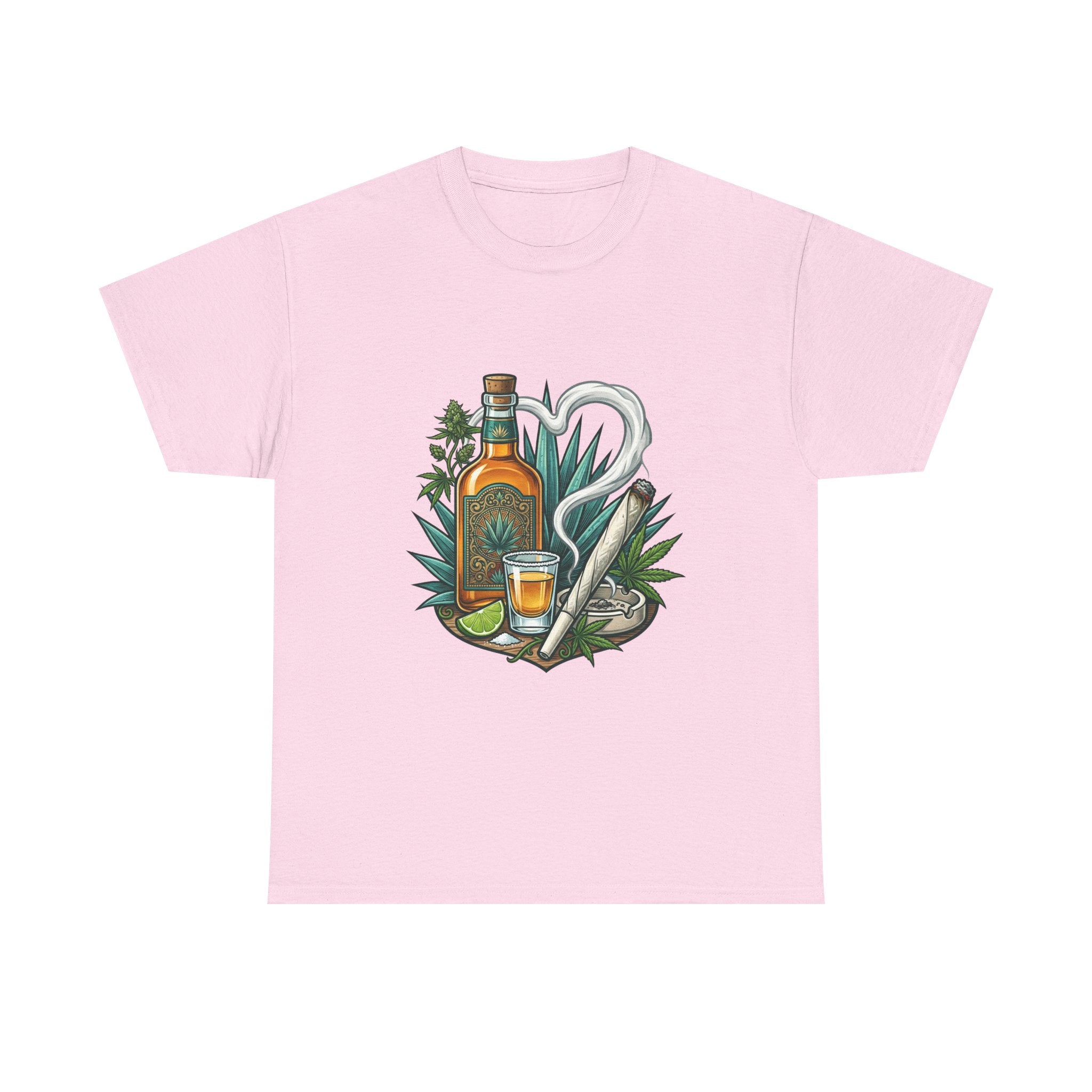Tequila Bottle & Joint T‑Shirt — Agave Lime Margarita Design