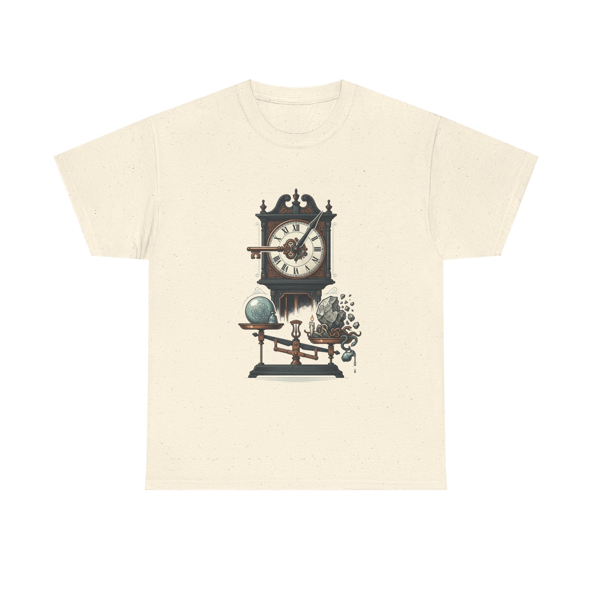 Vintage Clock & Globe Tee — Steampunk Timekeeper Graphic T-Shirt