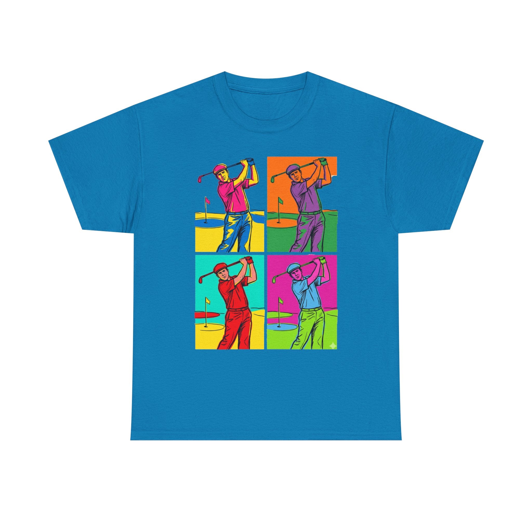 Golf Pop Art T-Shirt — Colorful Golfer Swing Graphic Tee