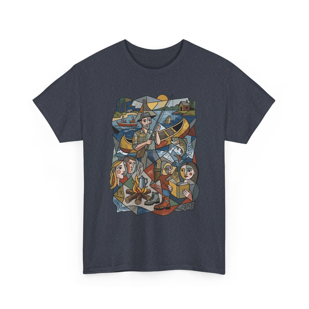 T-Shirt — Nautical Folk Art Crew: Illustrated Sailing, Fishing & Harbor Scene