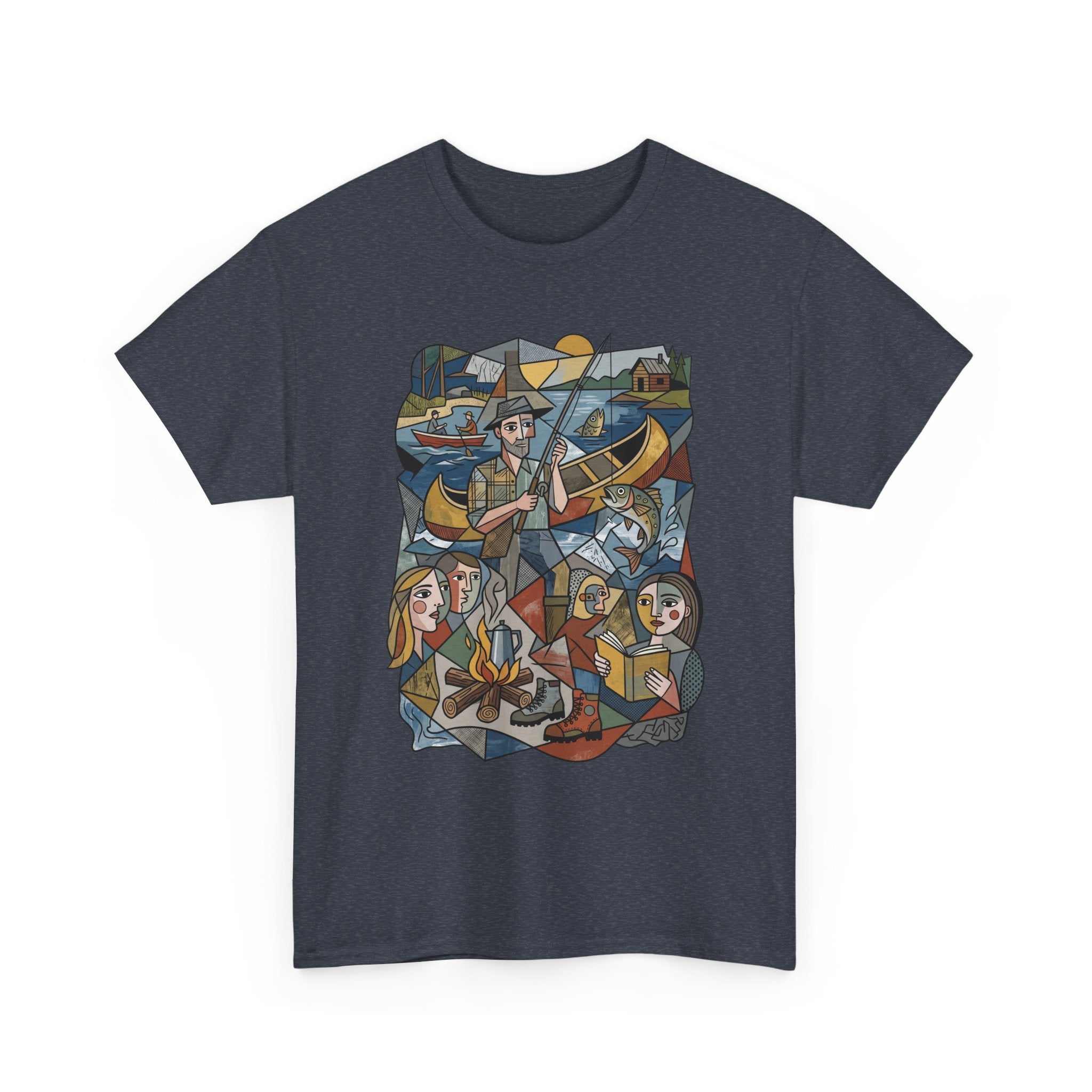 T-Shirt — Nautical Folk Art Crew: Illustrated Sailing, Fishing & Harbor Scene