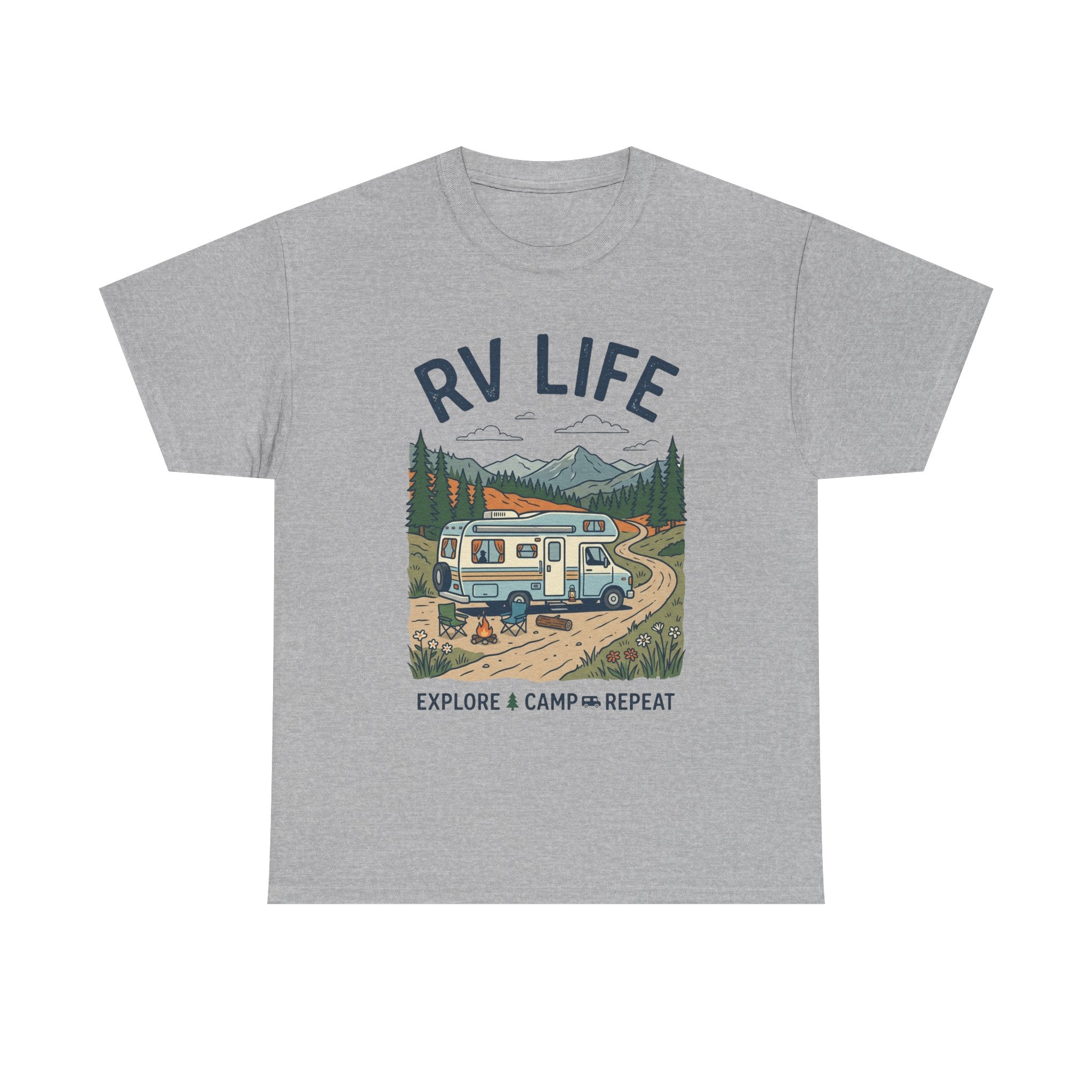 RV Life T-Shirt - Explore & Camp Repeat Vintage Camper Tee