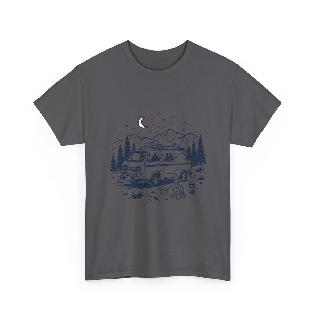 Camping Van Tee – Moonlit Mountain Adventure Graphic T-Shirt