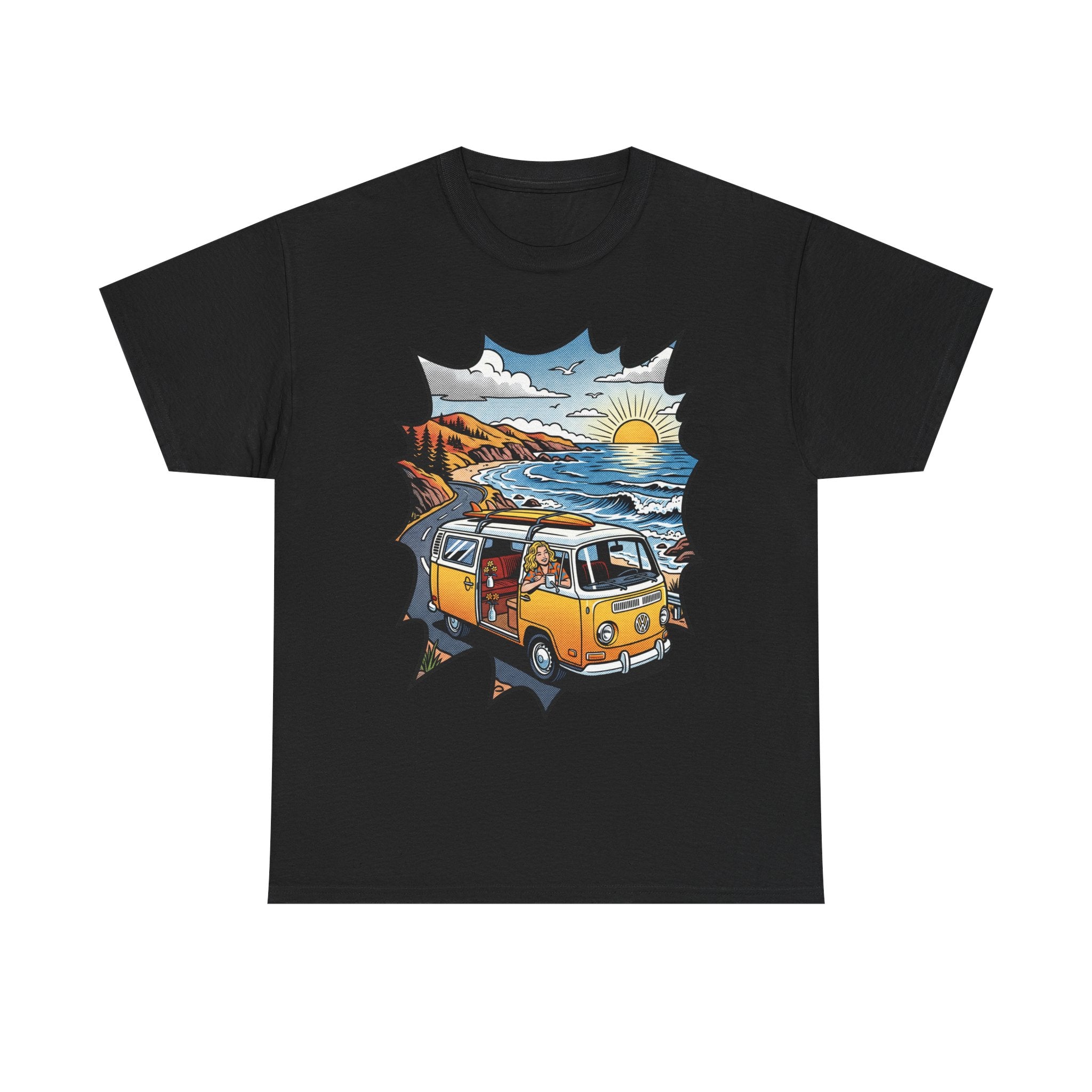 Road Trip Van T-Shirt — Vintage Camper Beach Sunset Tee