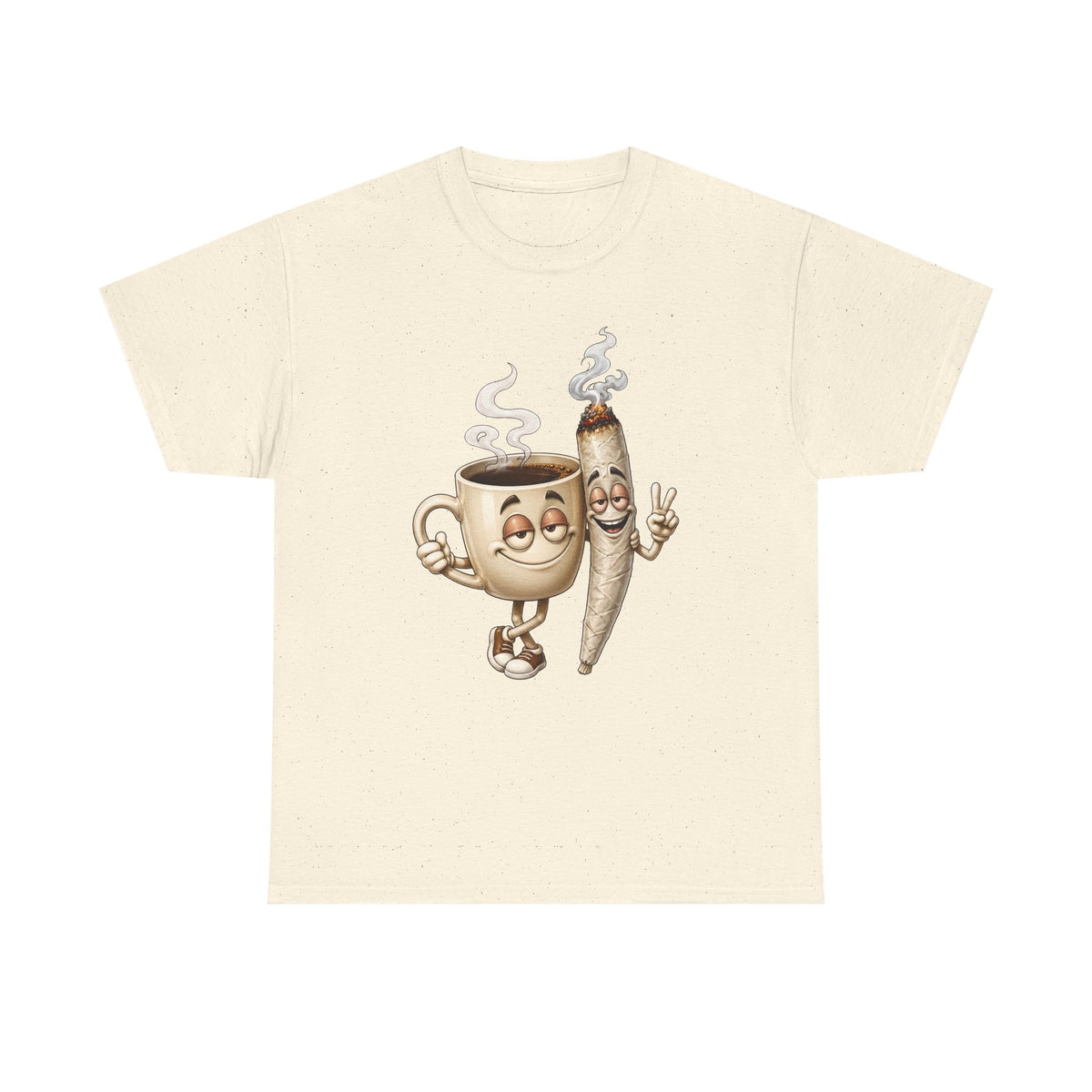 1 Coffee & Joint Funny Tee — Cute Smiling Coffee Cup and Joint Graphic Shirt