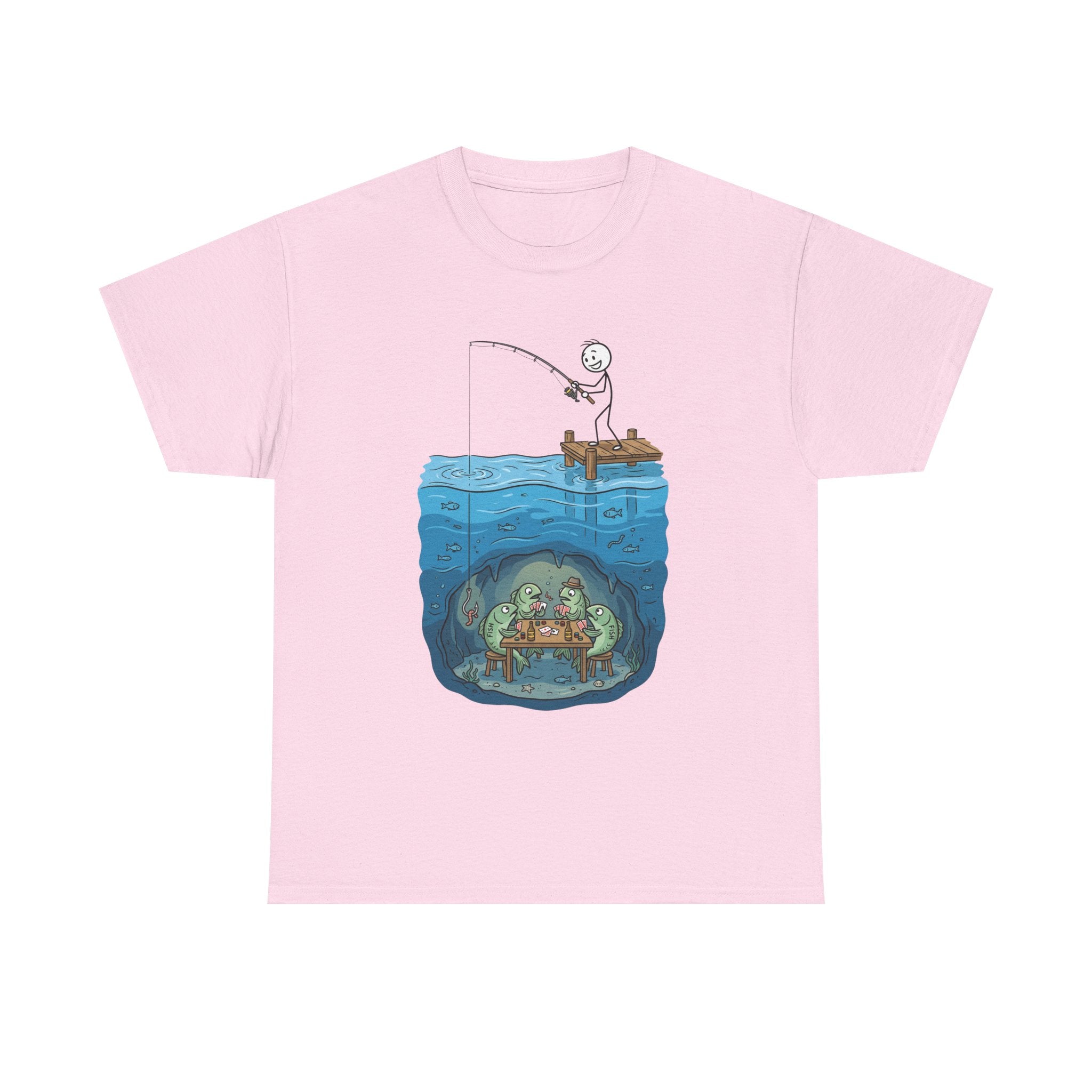 Fishing Tee — Underwater Surprise Cartoon T-Shirt (Fisherman & Sea Creatures)