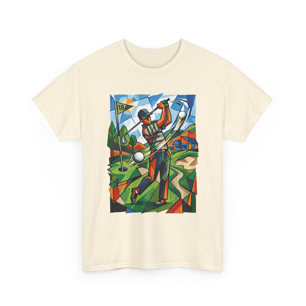 Golf Swing Art T-Shirt — Colorful Cubist Golfer Graphic Tee