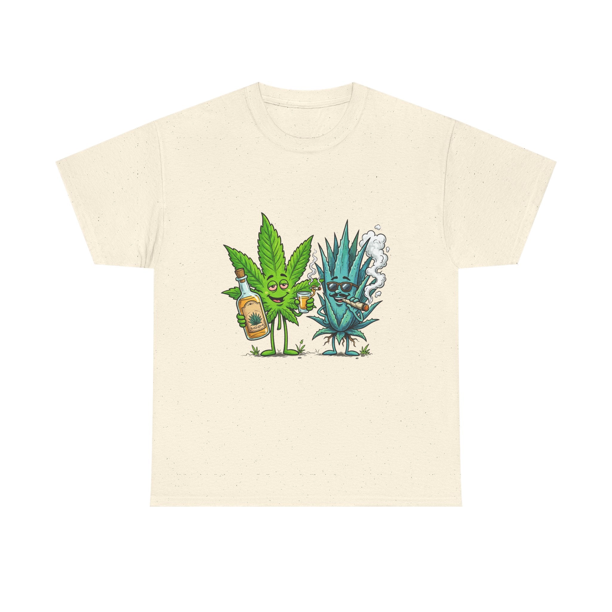 A Tequila & Cannabis Buds Friends T-Shirt — Funny Weed/Agave Leaf & Joint Graphic Tee