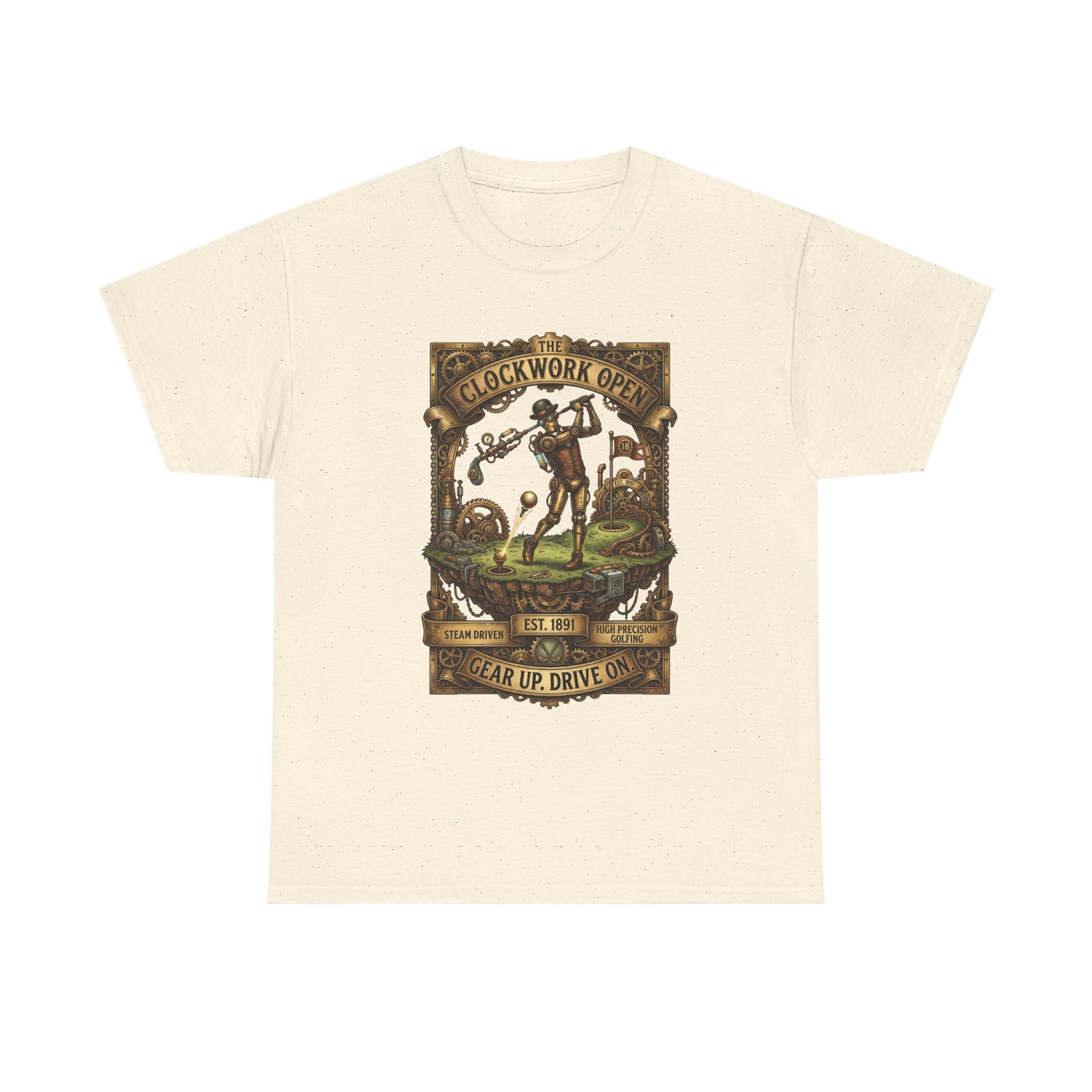 Steampunk Golf Tee — Vintage Mechanical Tin Man Graphic T-Shirt